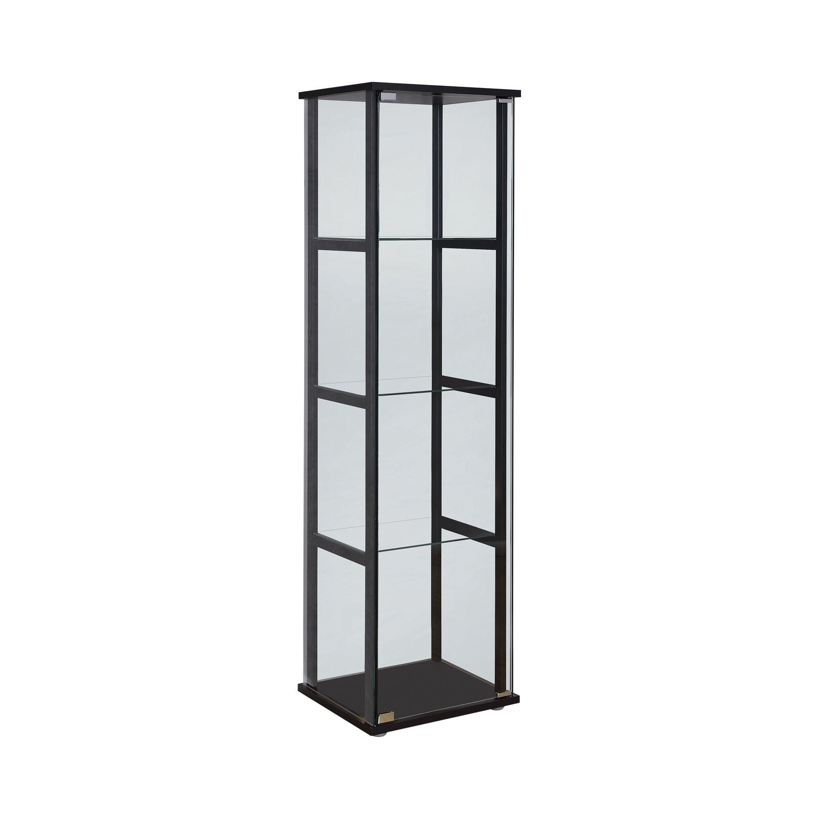 4-Shelf Glass Curio Display Cabinet Tower Black And Clear 950171