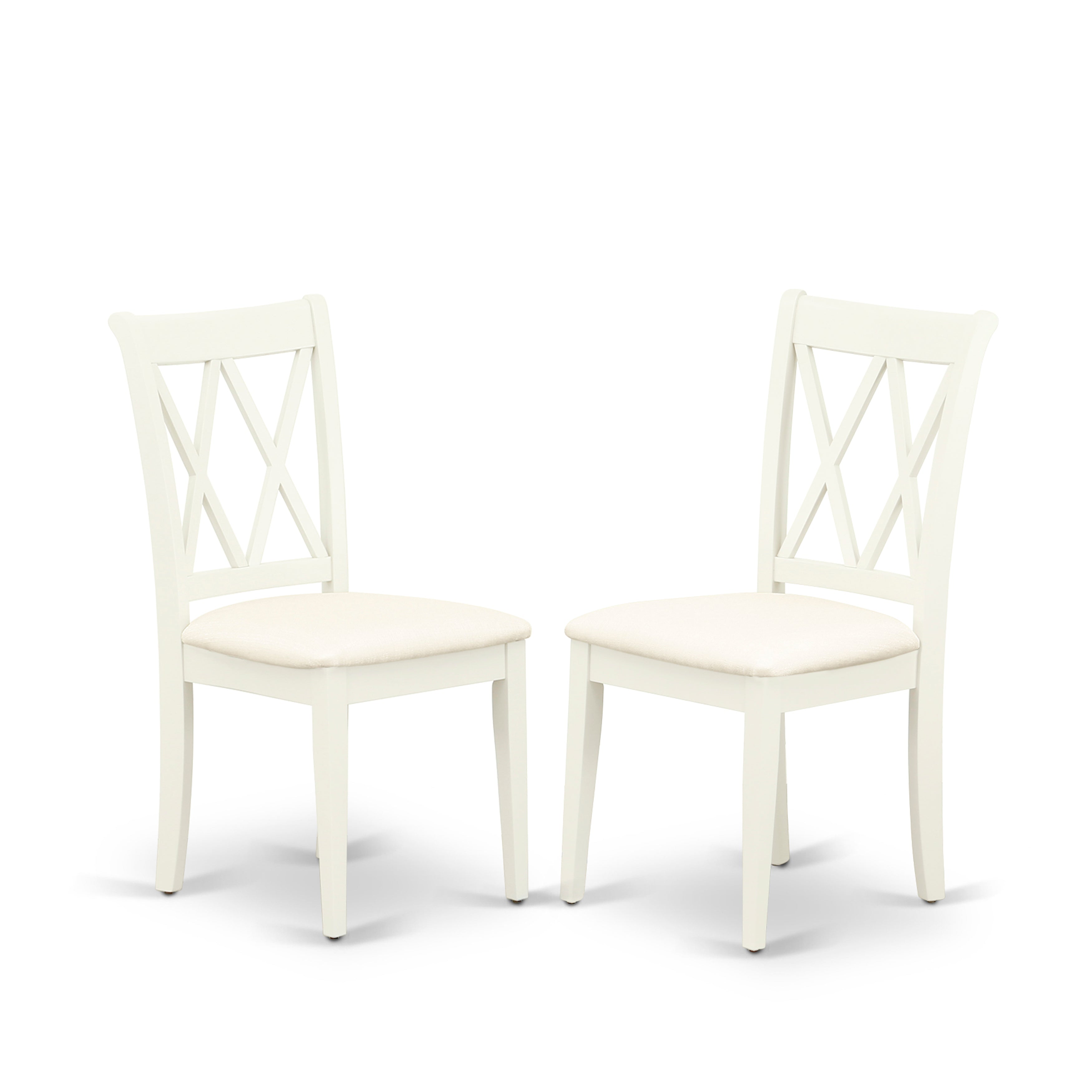 DLCL5-WHI-C 5Pc Dining Set Includes a Round Dinette Table with Drop Leaves and Four Double X Back Microfiber Seat Kitchen Chairs, White Finish