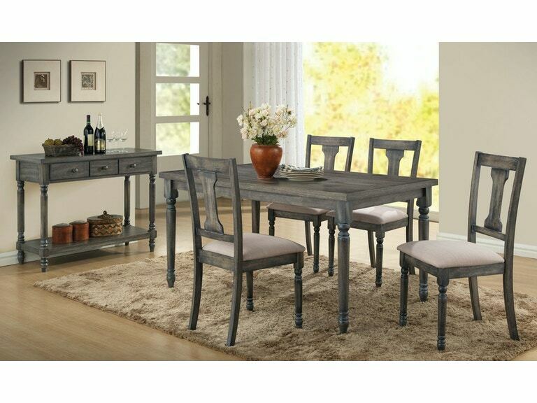 ACME Country Wallace Dining Table, Weathered Grey Washed