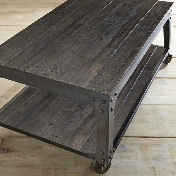 Sherlock Rustic Lift Top Cocktail Coffee Table with casters in Tobacco