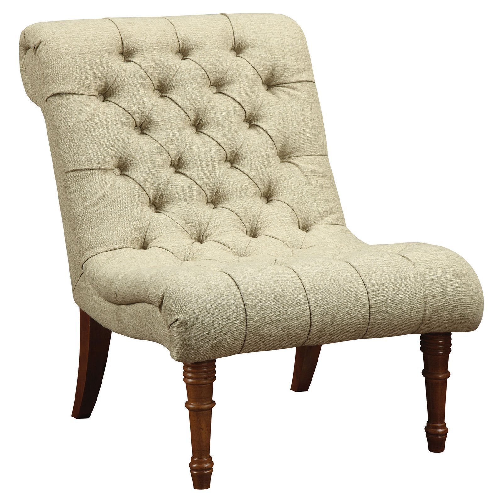 Armless Slipper Style Tufted Back Accent Chair Sage