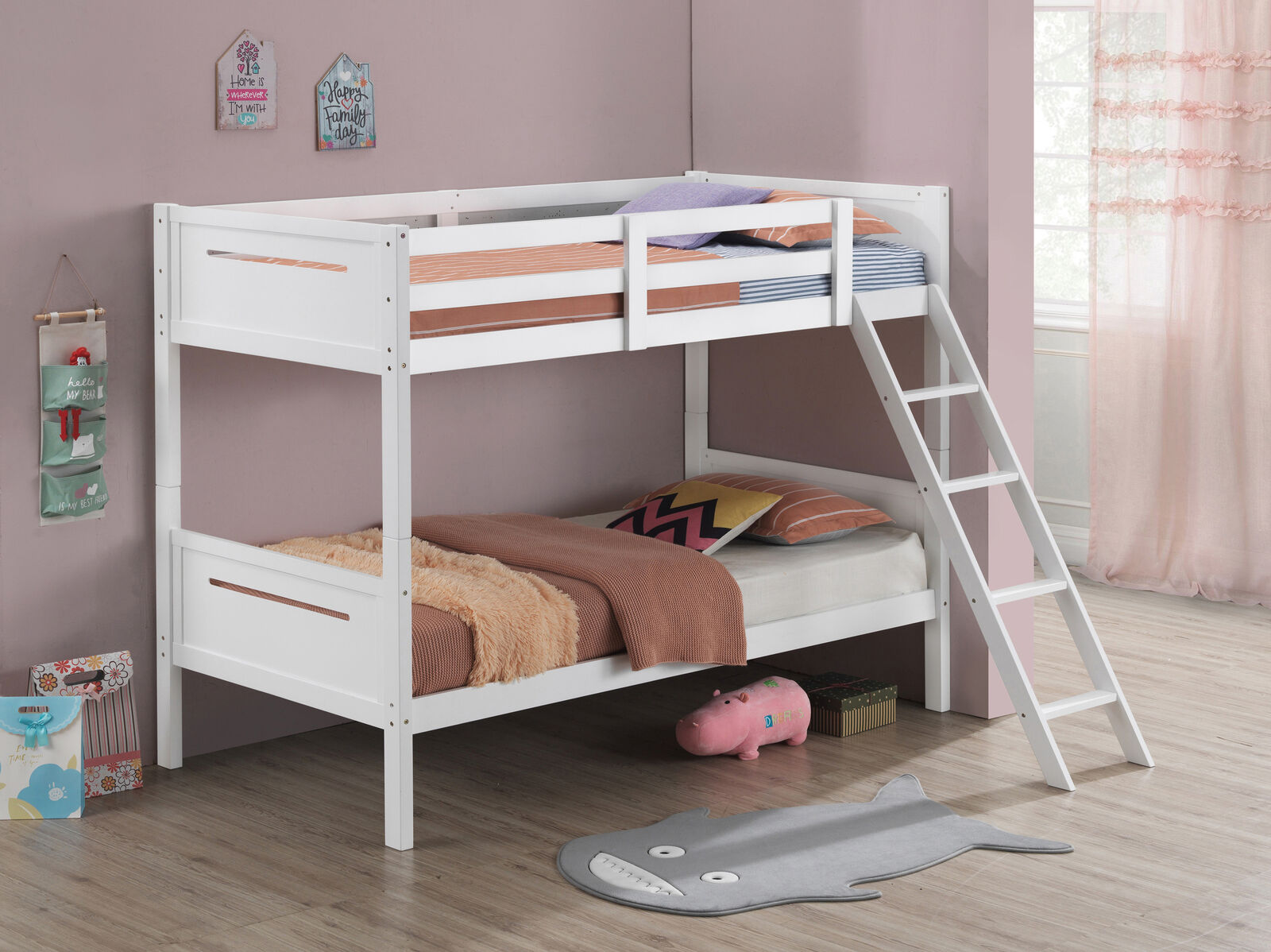 Coaster Solid Wood Separable Littleton Twin Over Twin Bunk Bed Black 405051WHT