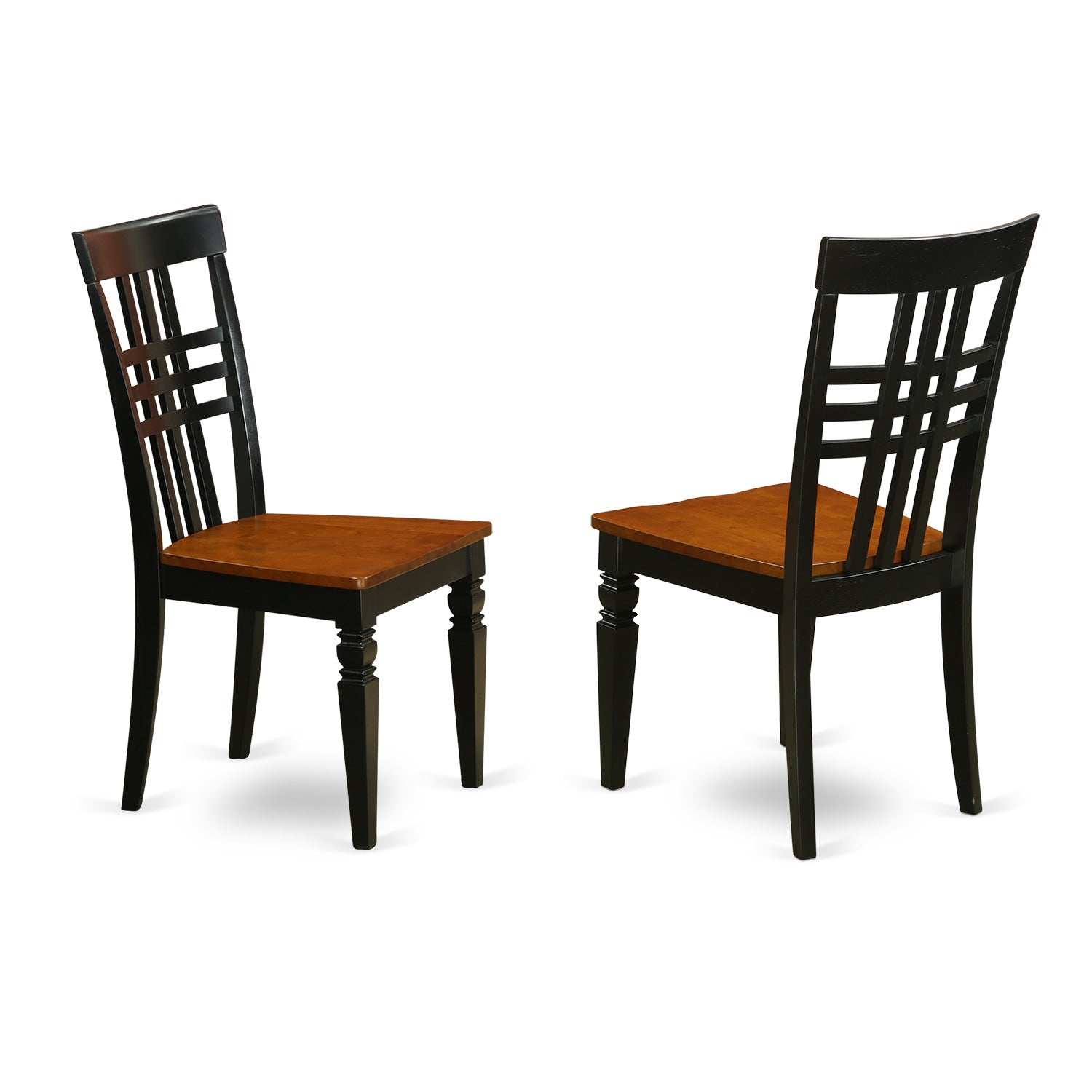 LGC-BCH-W Logan Dining Chair with Wood Seat - Black & Cherry Finish.