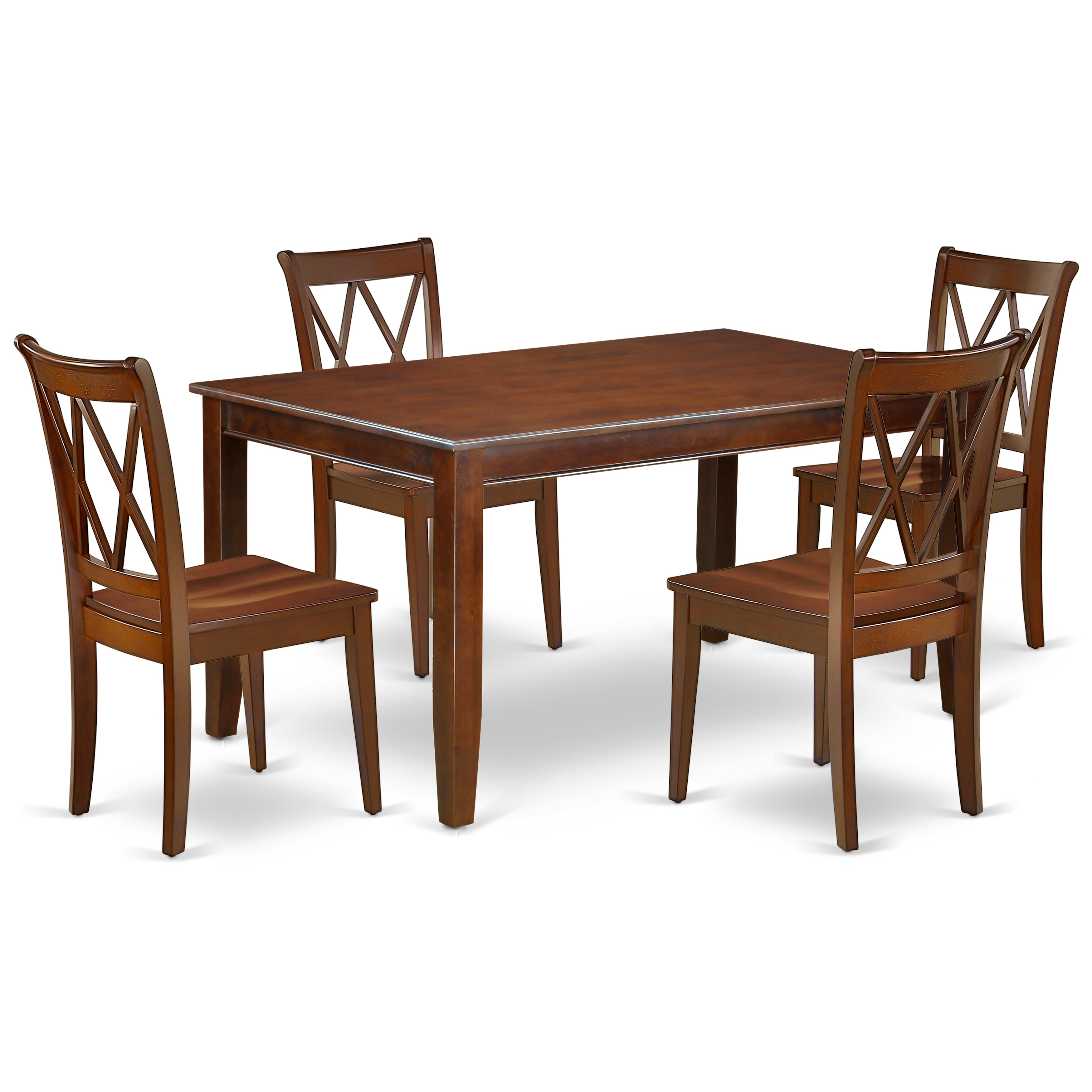 DUCL5-MAH-W 5PC Rectangular 60 inch Table and 4 Double X back Chairs