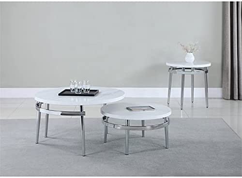 Avilla Round Nesting Coffee Table White And Chrome