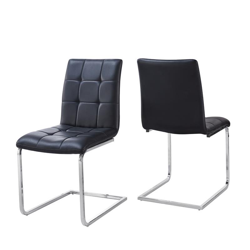 Steve Silver Escondido Black Faux Leather Breuer Metal Side Chair