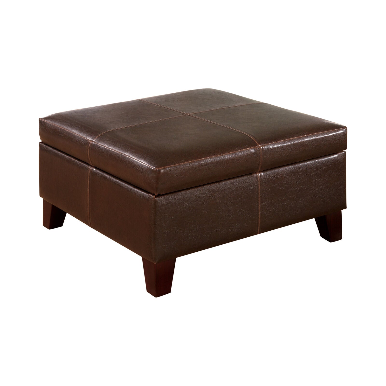 Coaster Square Hidden Storage Leatherette Ottoman Dark Brown 501042