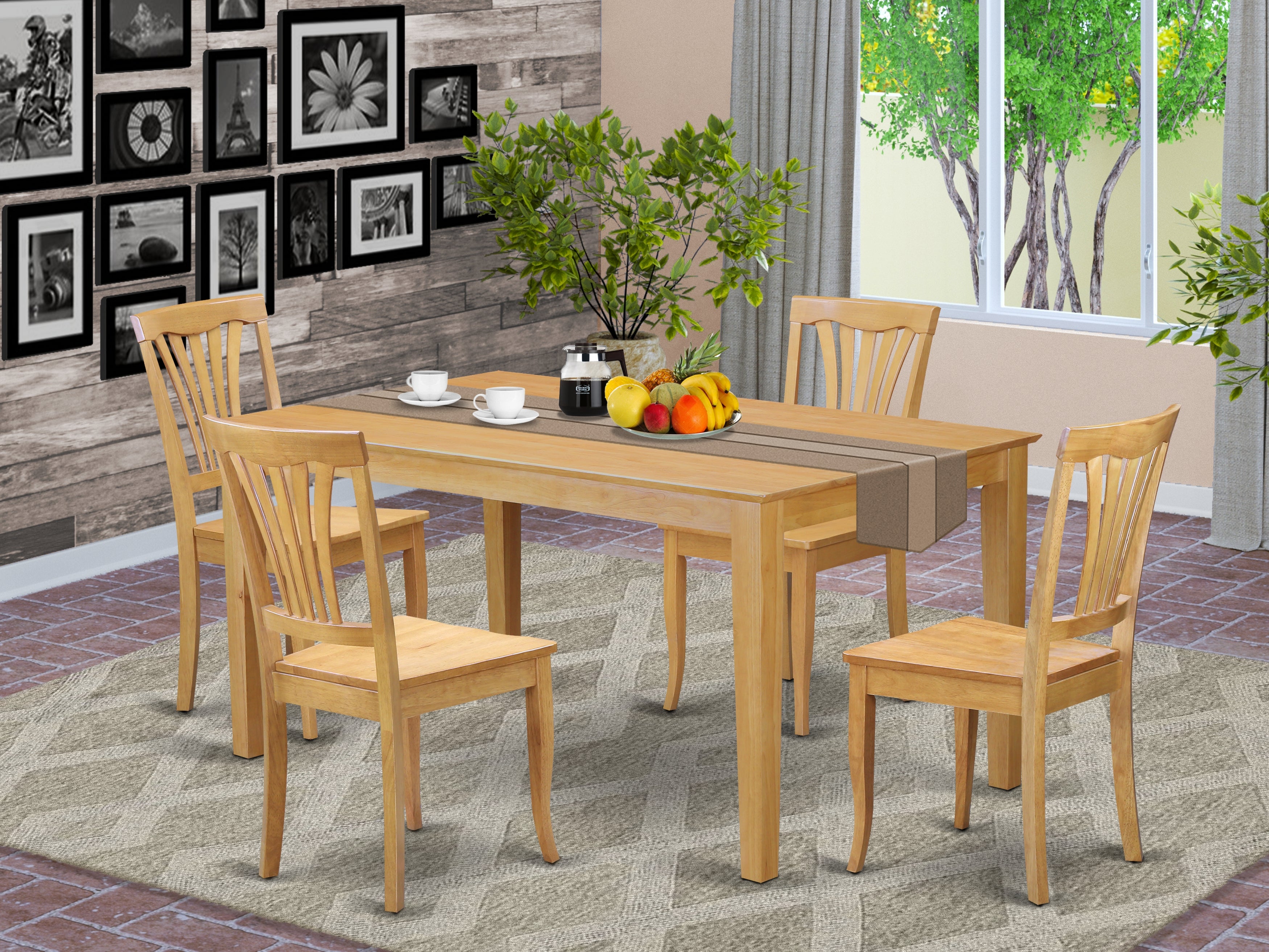 CAAV5-OAK-W 5 PC Small Kitchen Table set - small Kitchen Table and 4 Kitchen chair