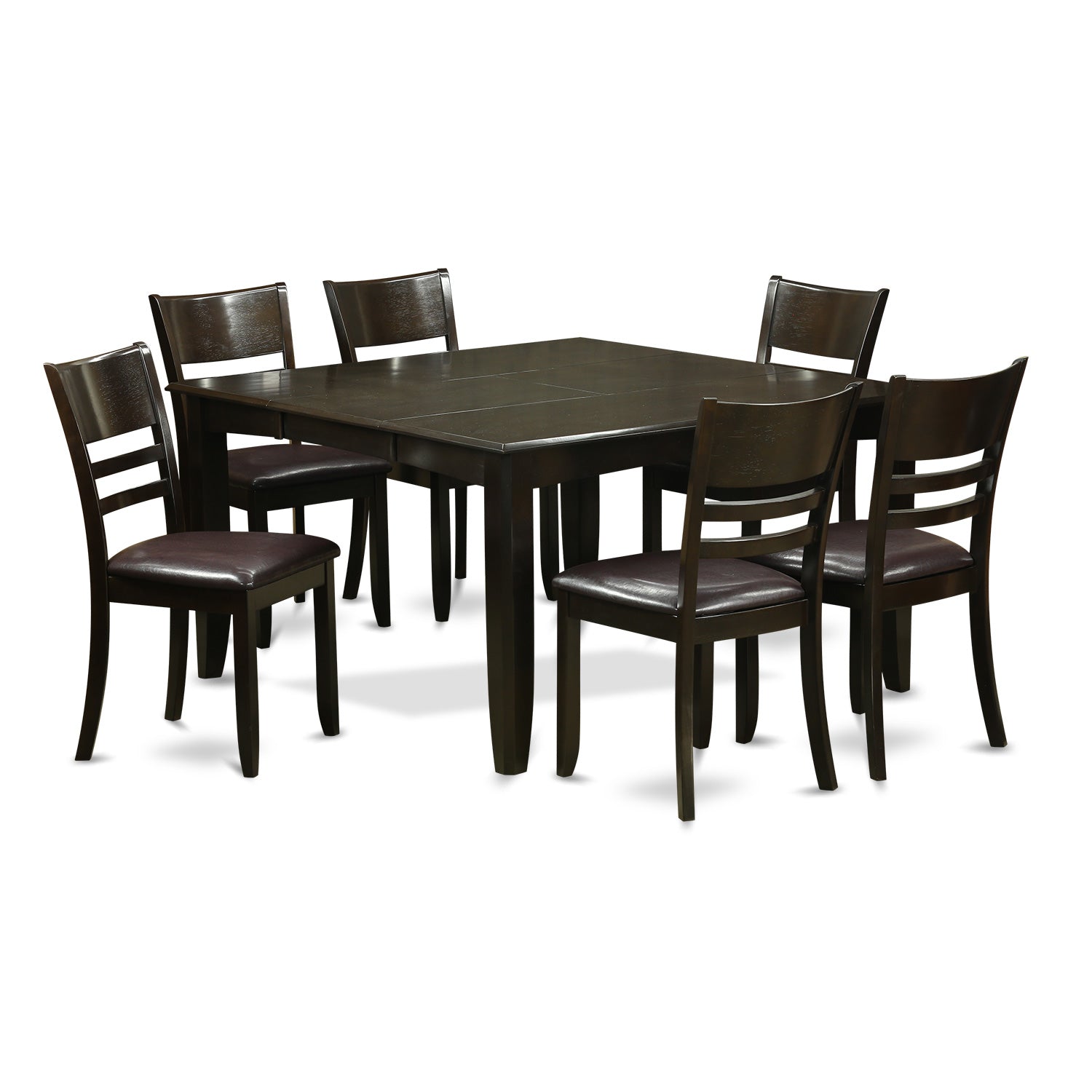 PFLY7-CAP-LC 7 Pc Dining set-Dinette Table with Leaf and 6 Kitchen Chairs.