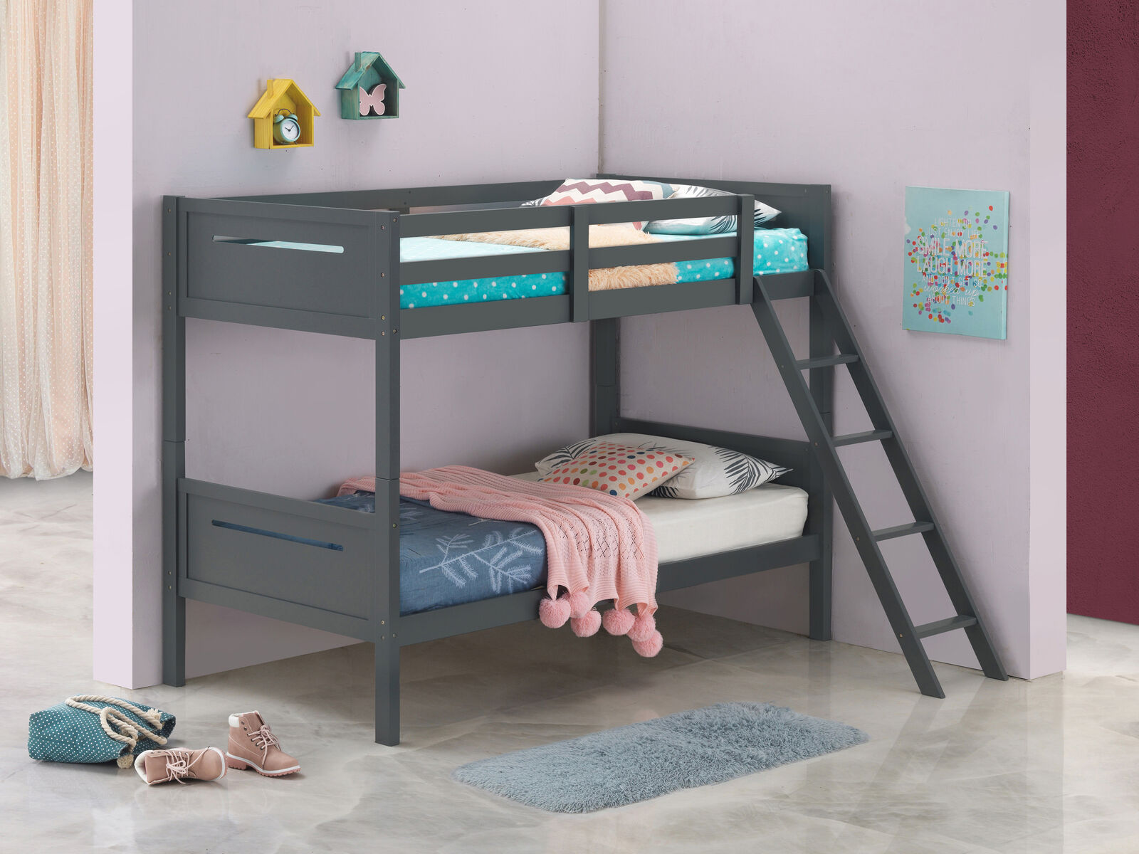 Coaster Solid Wood Separable Littleton Twin Over Twin Bunk Bed Grey 405051GRY