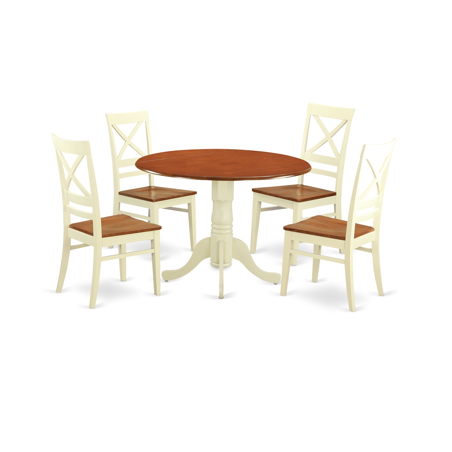 DLQU5-BMK-W 5 Pc small Kitchen Table set - Kitchen Table and 4 dinette Chairs