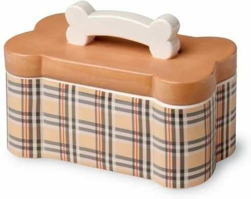 Red Plaid Design Dog Treat Canister