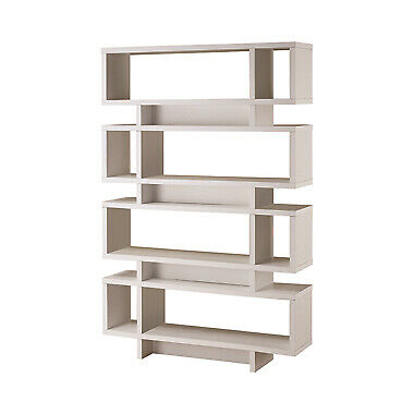 Modern 4-Tier Geometric Open Back Bookcase Home Office Shelf White