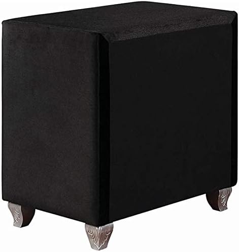 Deanna 2-Drawer Rectangular Upholstered Nightstand Black