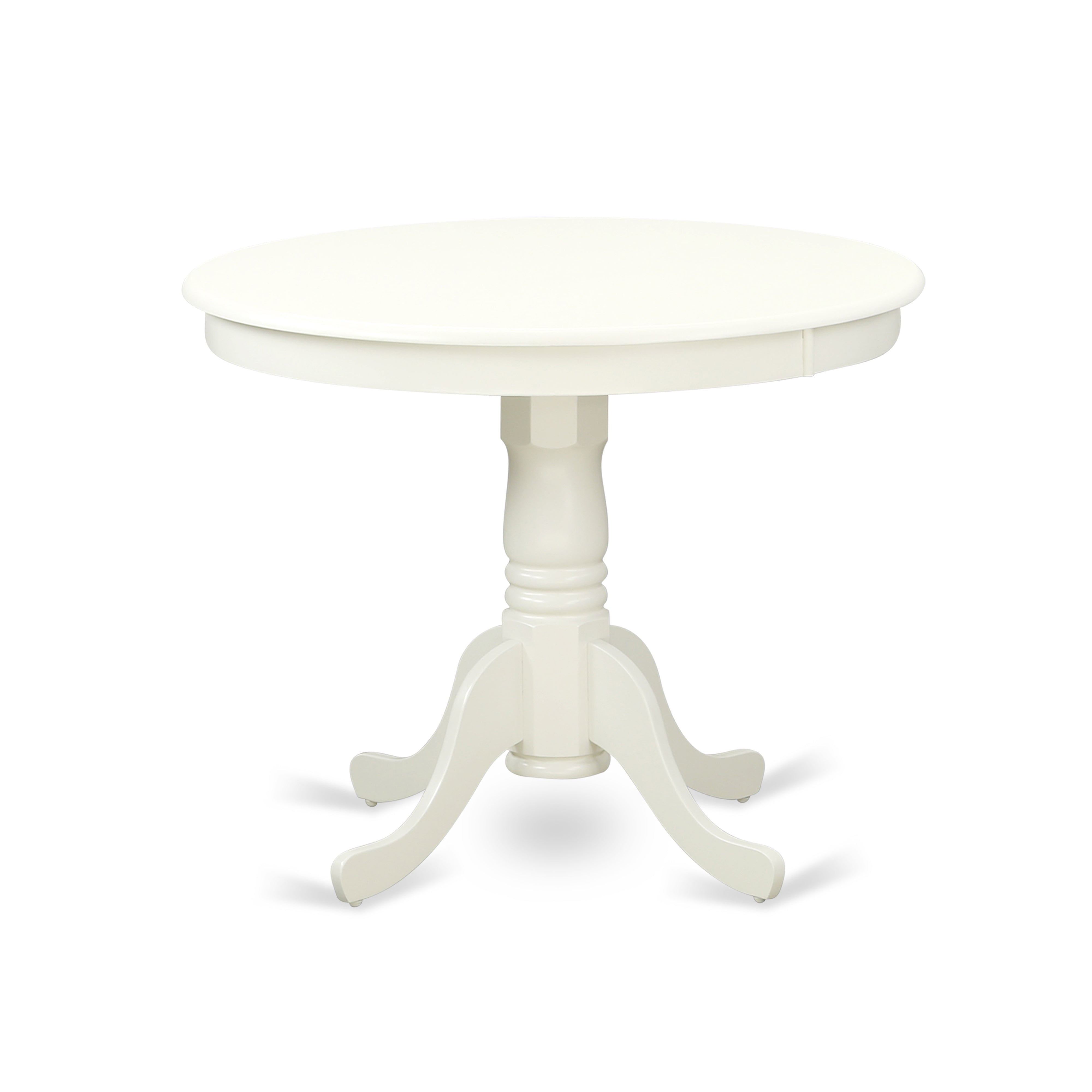 ANAB3-LWH-02 3Pc Round 36 Inch Dinette Table And Two Parson Chair With Linen White Leg And Linen Fabric Light Beige