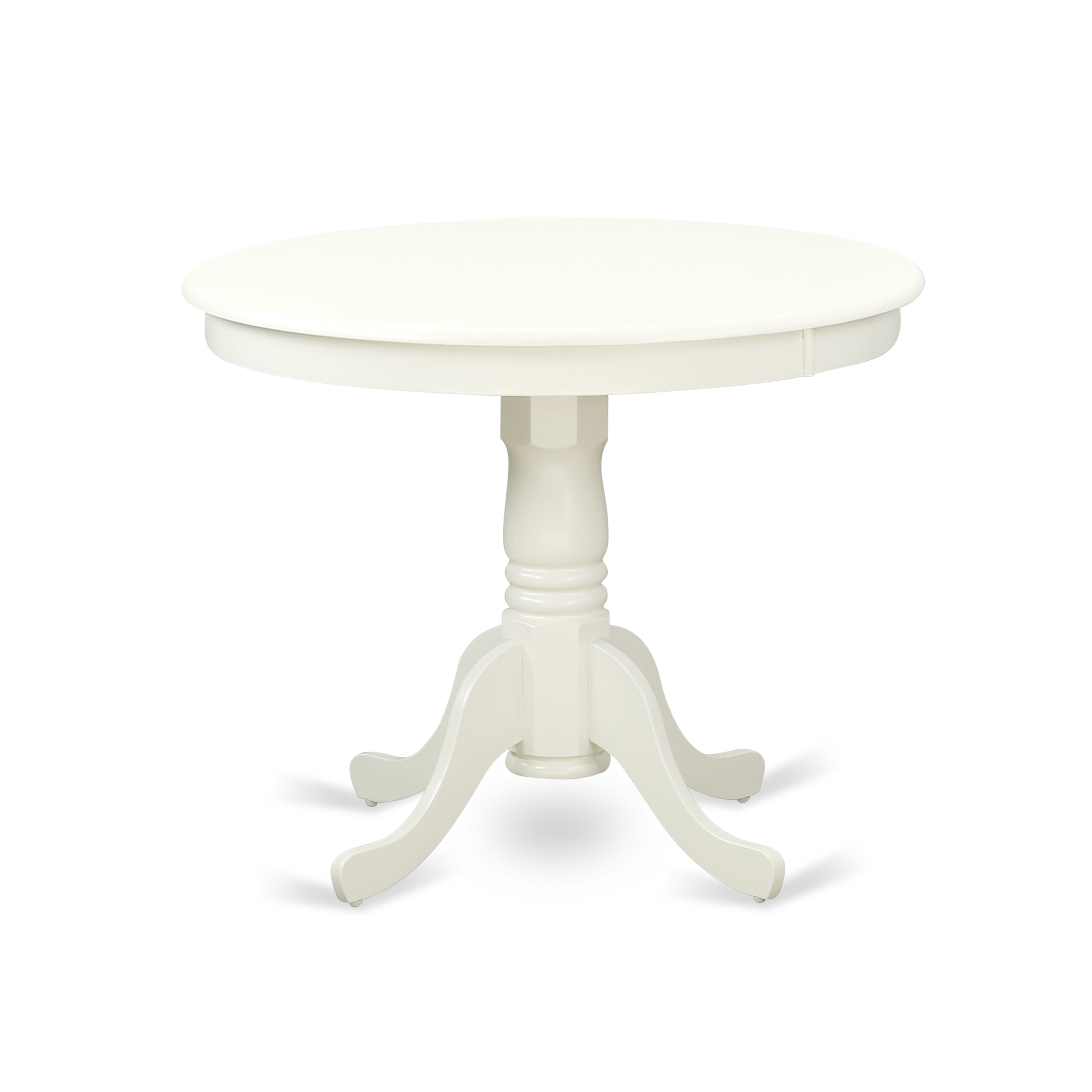 ANAB5-LWH-64 5Pc Round 36" Table And 4 Parson Chair With Linen White Leg And Pu Leather Color White