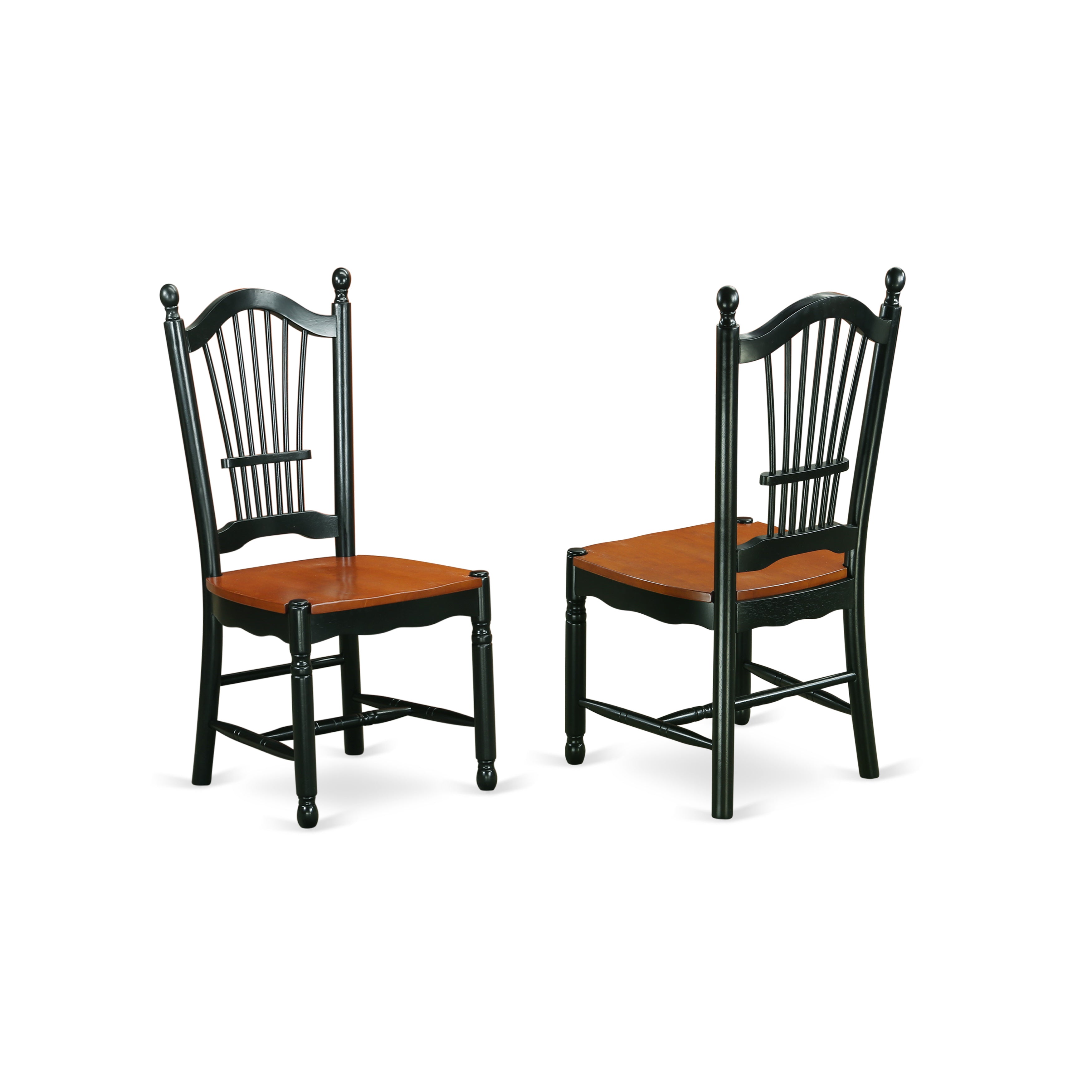 DOC-BCH-W Dover Dining Room Chairs With Wood Seat - Finished in Black and Cherry