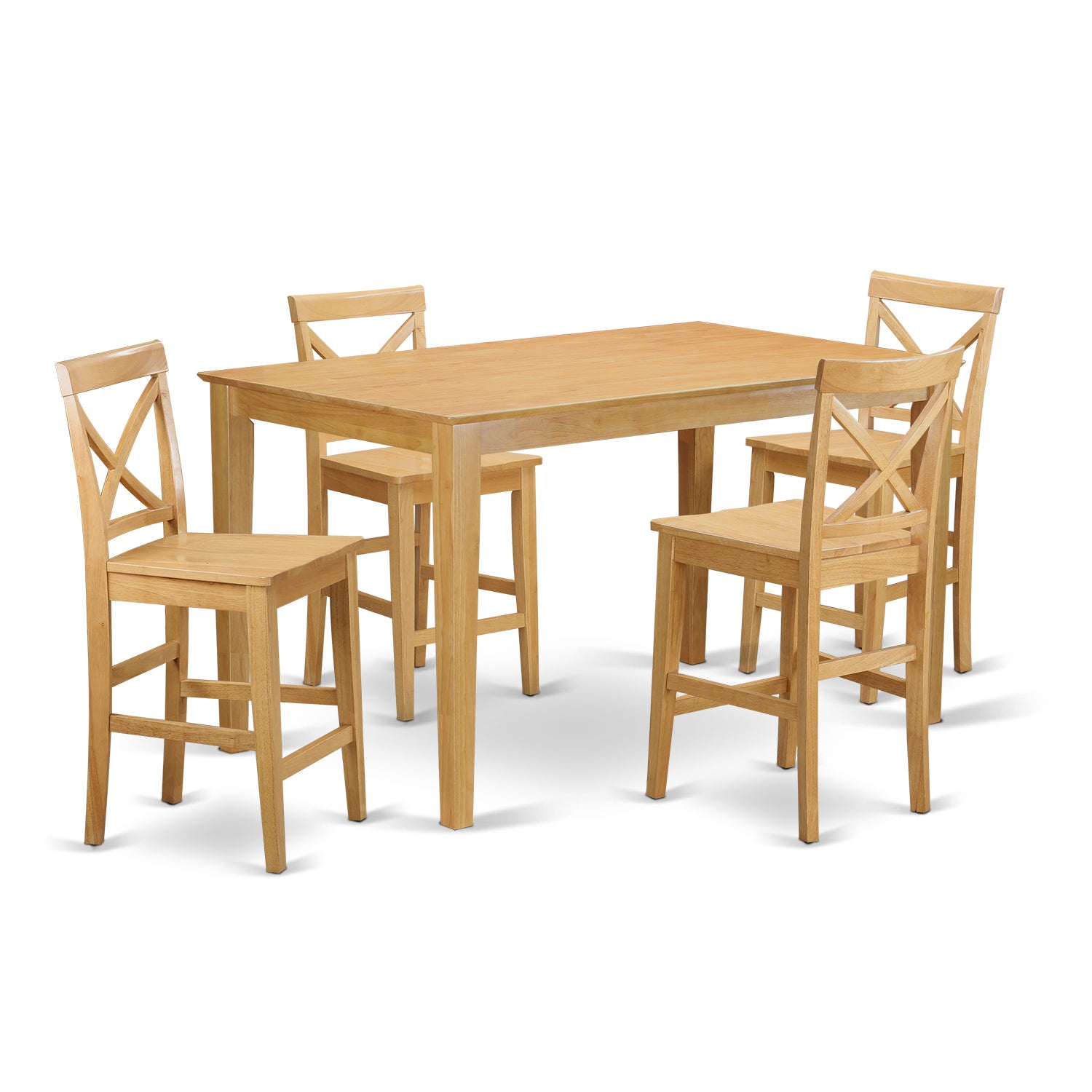 CAPB5H-OAK-W 5 Pc pub Table set - counter height Table and 4 Kitchen Chairs.