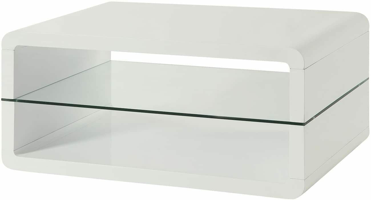 Coaster Contemporary Coffee Table with 2-shelf White and Clear 703268