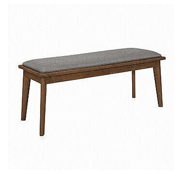 Alfredo Upholstered Dining Bench Grey And Natural Walnut