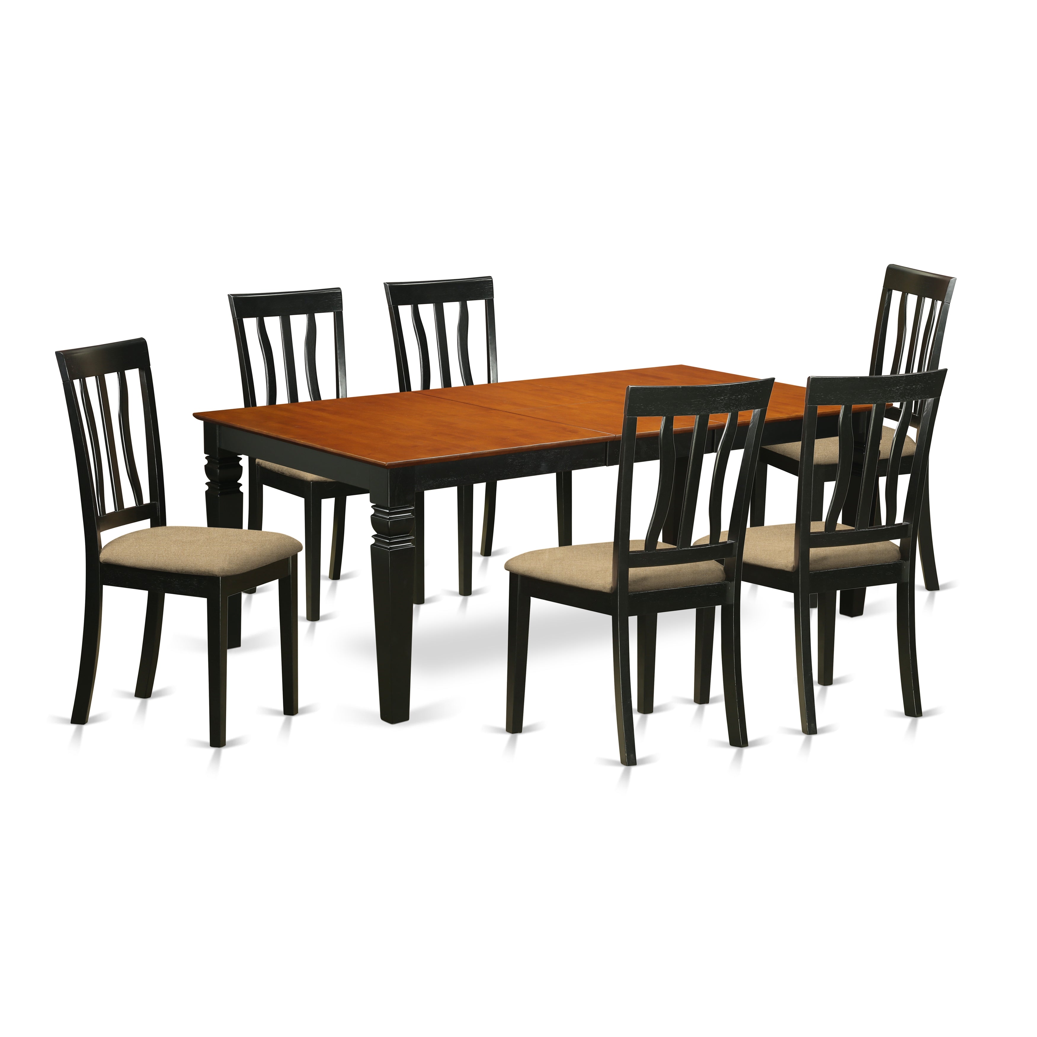 LGAN7-BCH-C 7 PcKitchen Table set with a Dining Table and 6 Kitchen Chairs in Black and Cherry