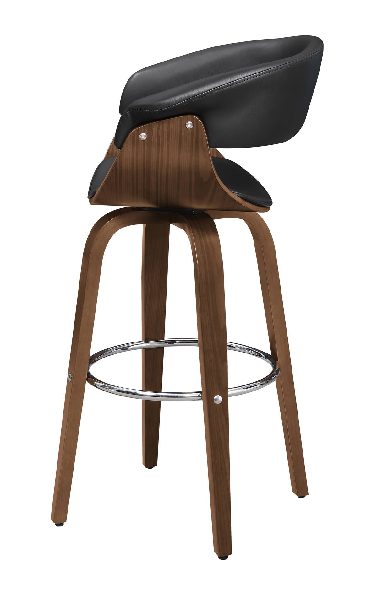 Upholstered Bar Stool, Black/Walnut