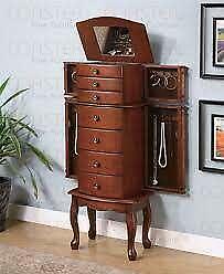 Coaster Company Jewelry Storage Armoire Cabinet Chest Warm Brown