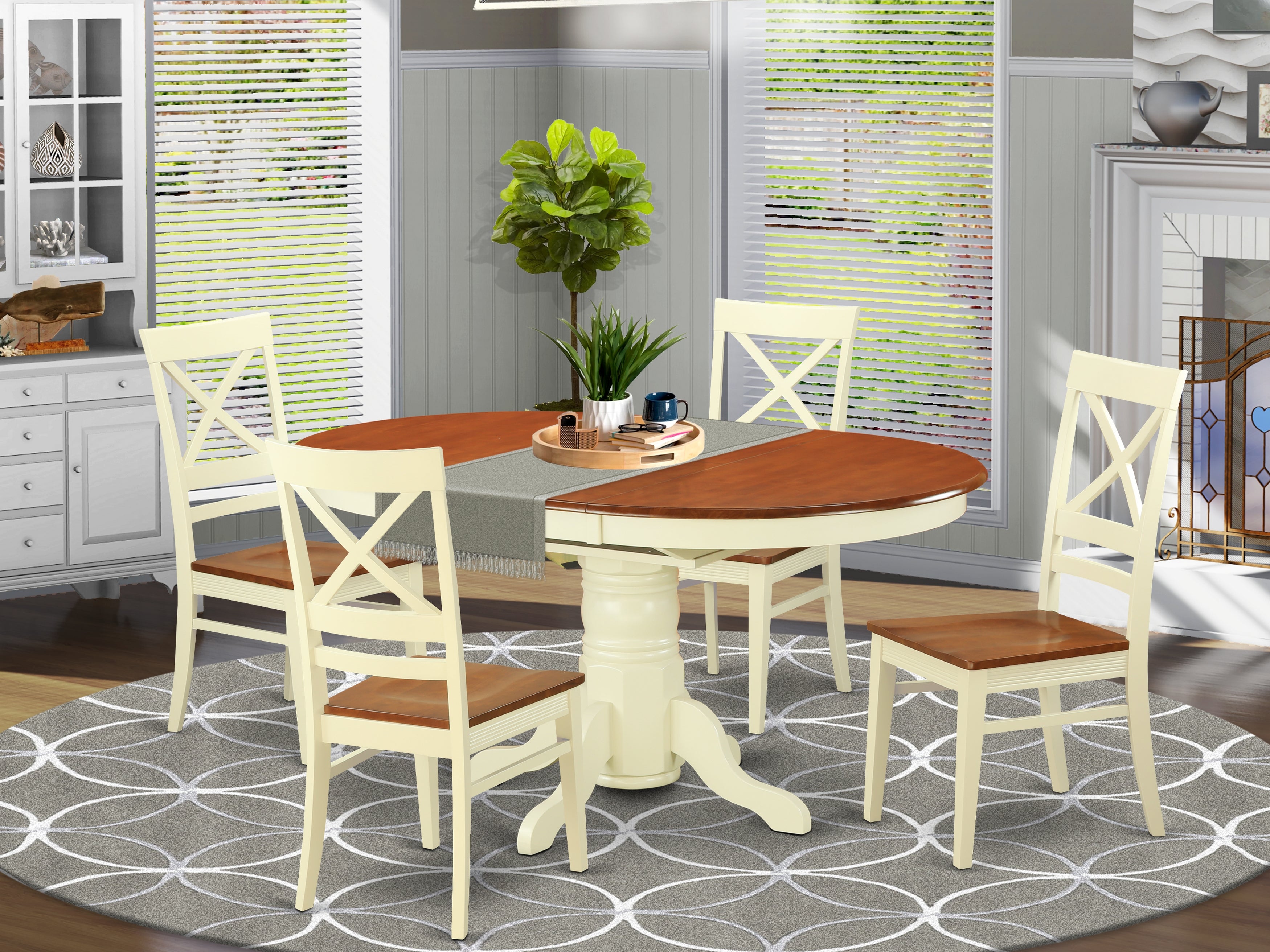 AVQU5-WHI-W 5 PC Table and chair set - Dining Table and 4 Kitchen Dining Chairs