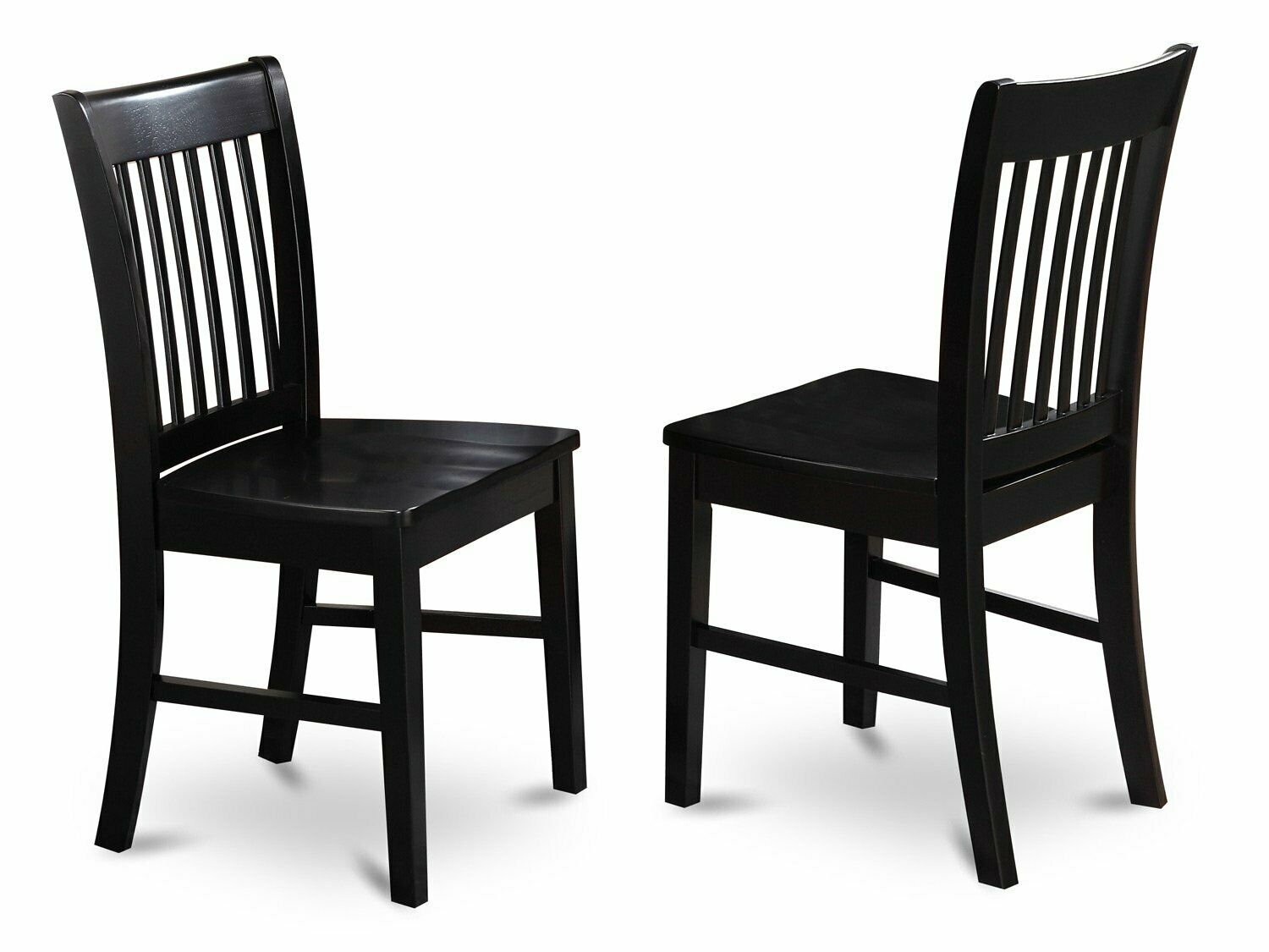 Norfolk Solid Wood Dining chair with Wood Seat Black Finish Set Of 2