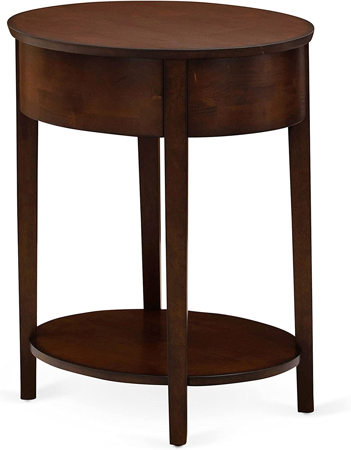 Mid Century Modern HI-0M-ET Solid Wood End Table with Drawer Antique Mahogany Finish