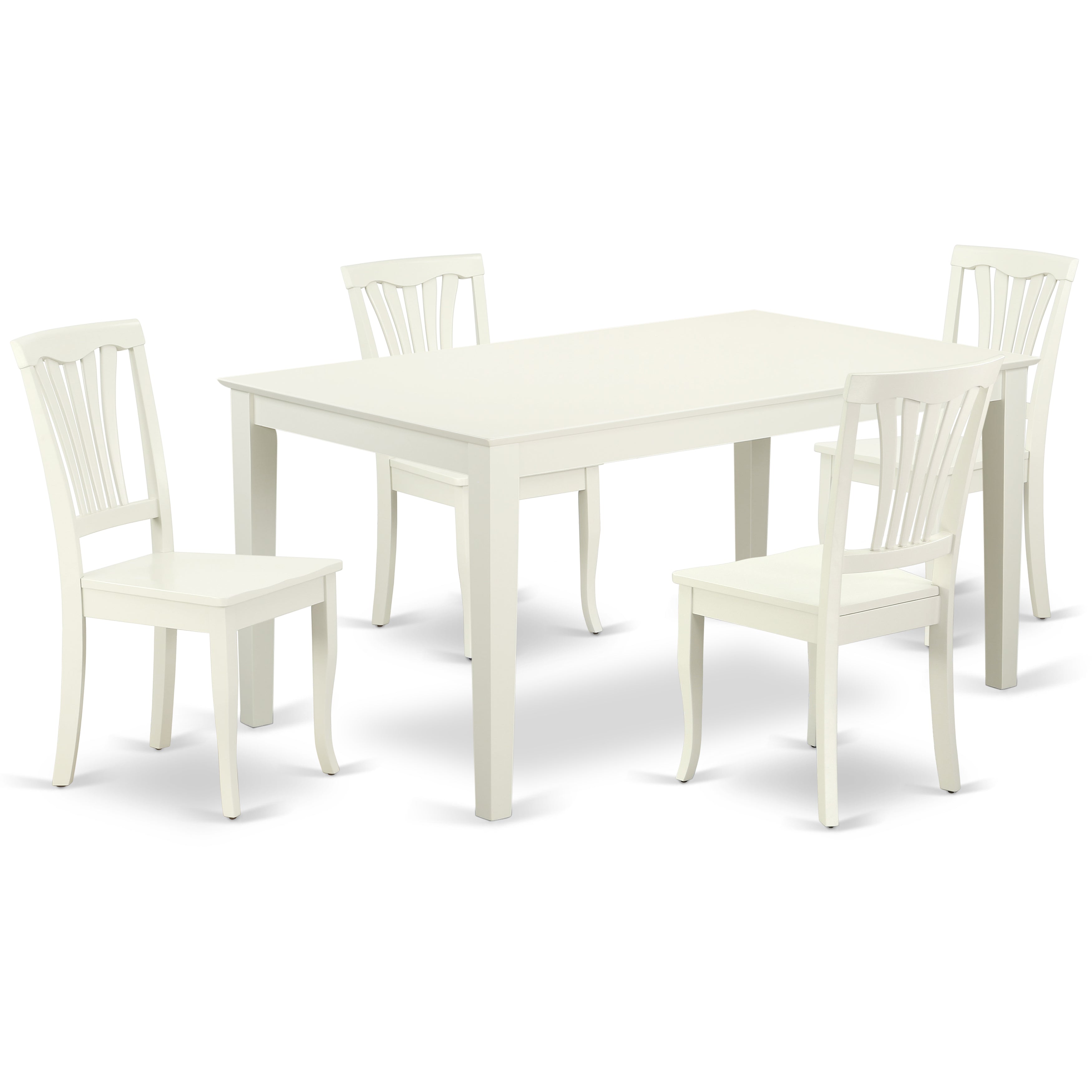 CAAV5-LWH-W 5PC Rectangular 60 inch Table and 4 vertical slatted Chairs