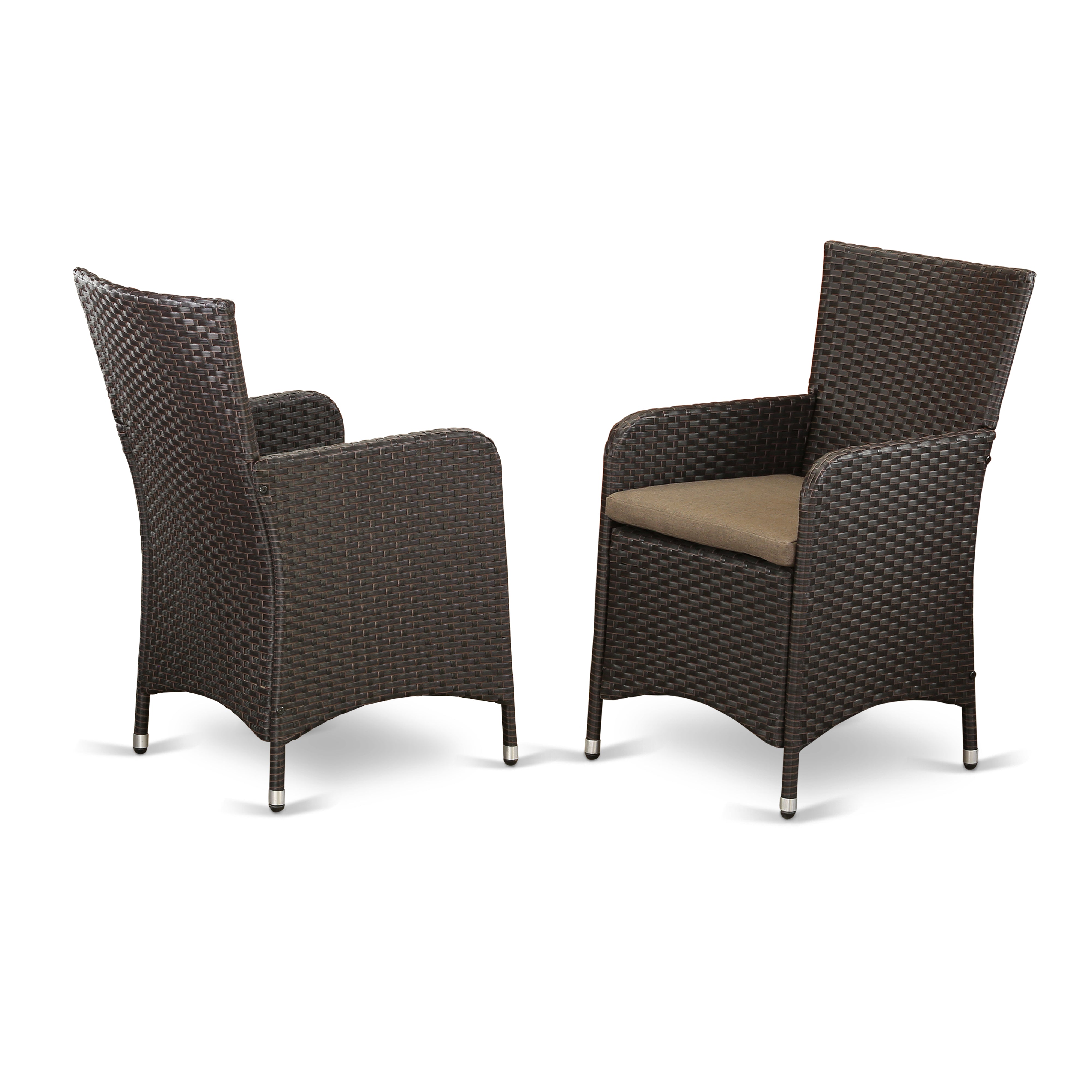 LULU5-63S 5 pc Outdoor-Furniture Wicker Dining Set for 4 in Dark Brown Finish