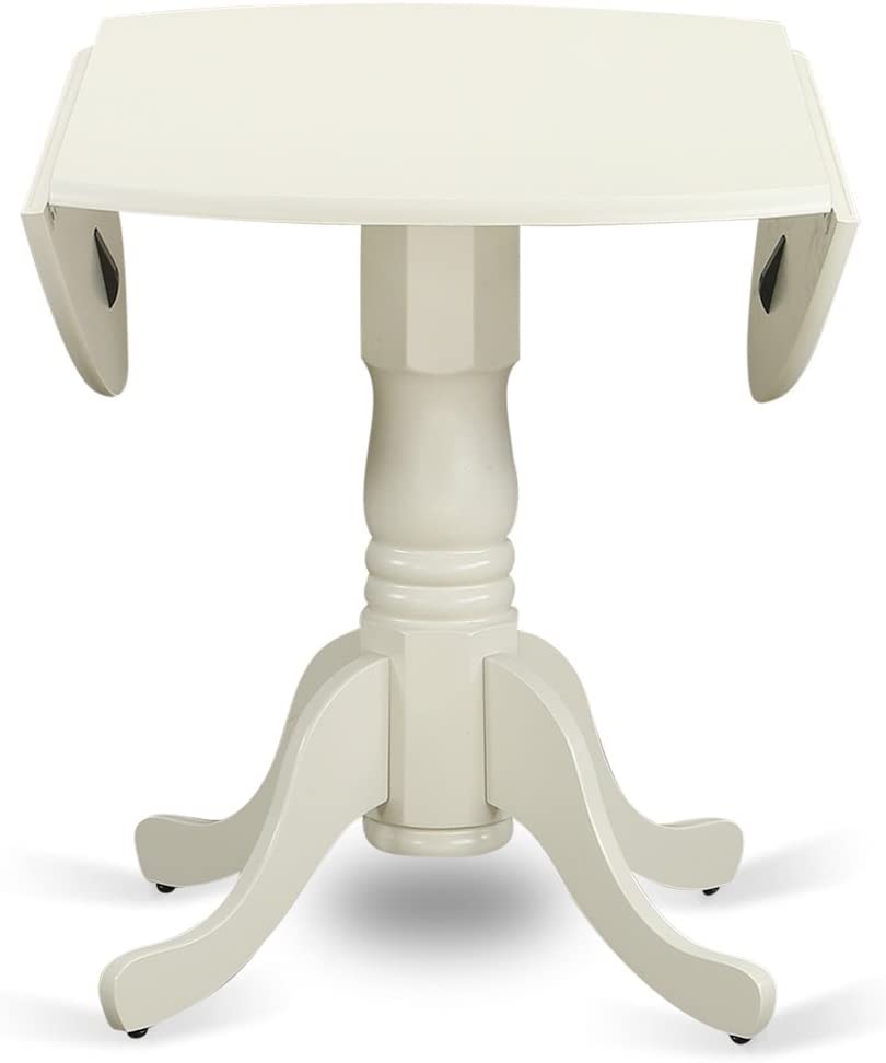 5 PC Round DropLeaf 42"Linen White & Shitake Dining Table And 4 Parson Chair Set