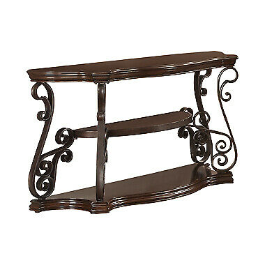 Traditional Sir Rawlinson Sofa Accent Hallway Table With Metal Scrollwork in Deep Merlot