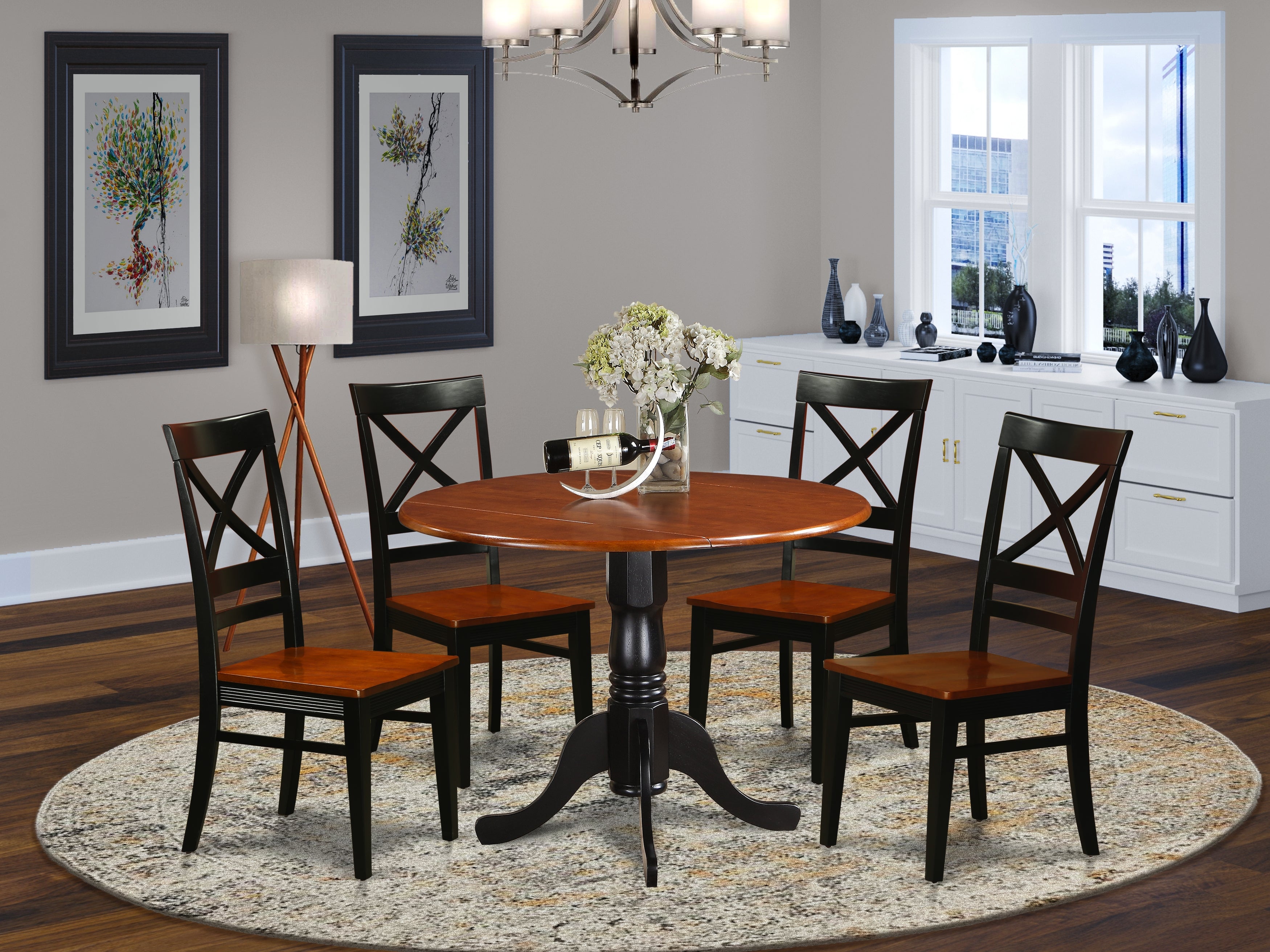 DLQU5-BCH-W 5 PC Kitchen Table set-Dining Table and 4 Wooden Kitchen Chairs