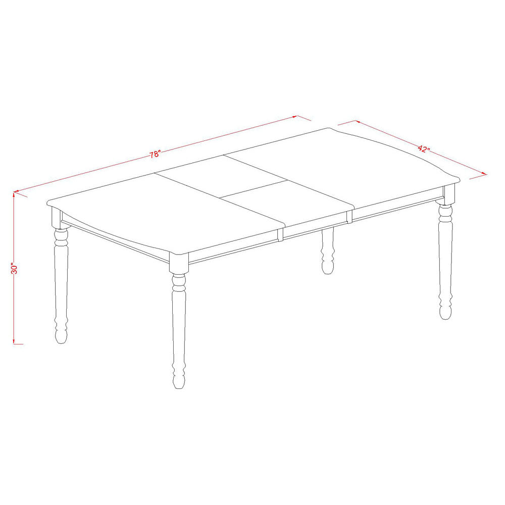 DOCL7-LWH-W 7PC Rectangular 60/78 inch Table with 18 In Leaf and 6 Double X back Chairs