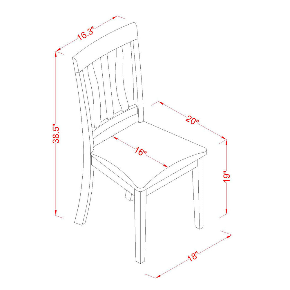 ANC-OAK-LC Antique Chair for dining room Faux Leather Seat with Oak Finish SET OF 2