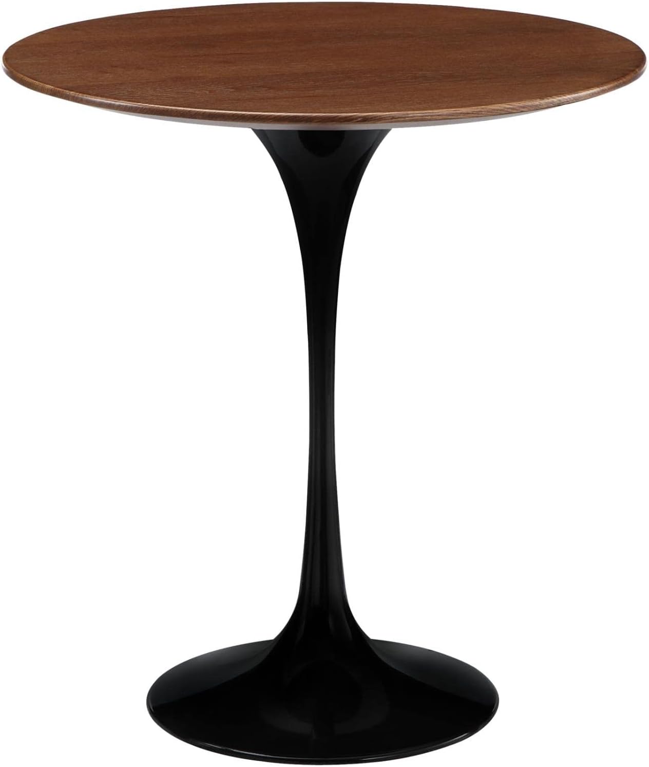 Modway Lippa Mid-Century Modern 20" Round Side Table With Walnut Top and Black Base