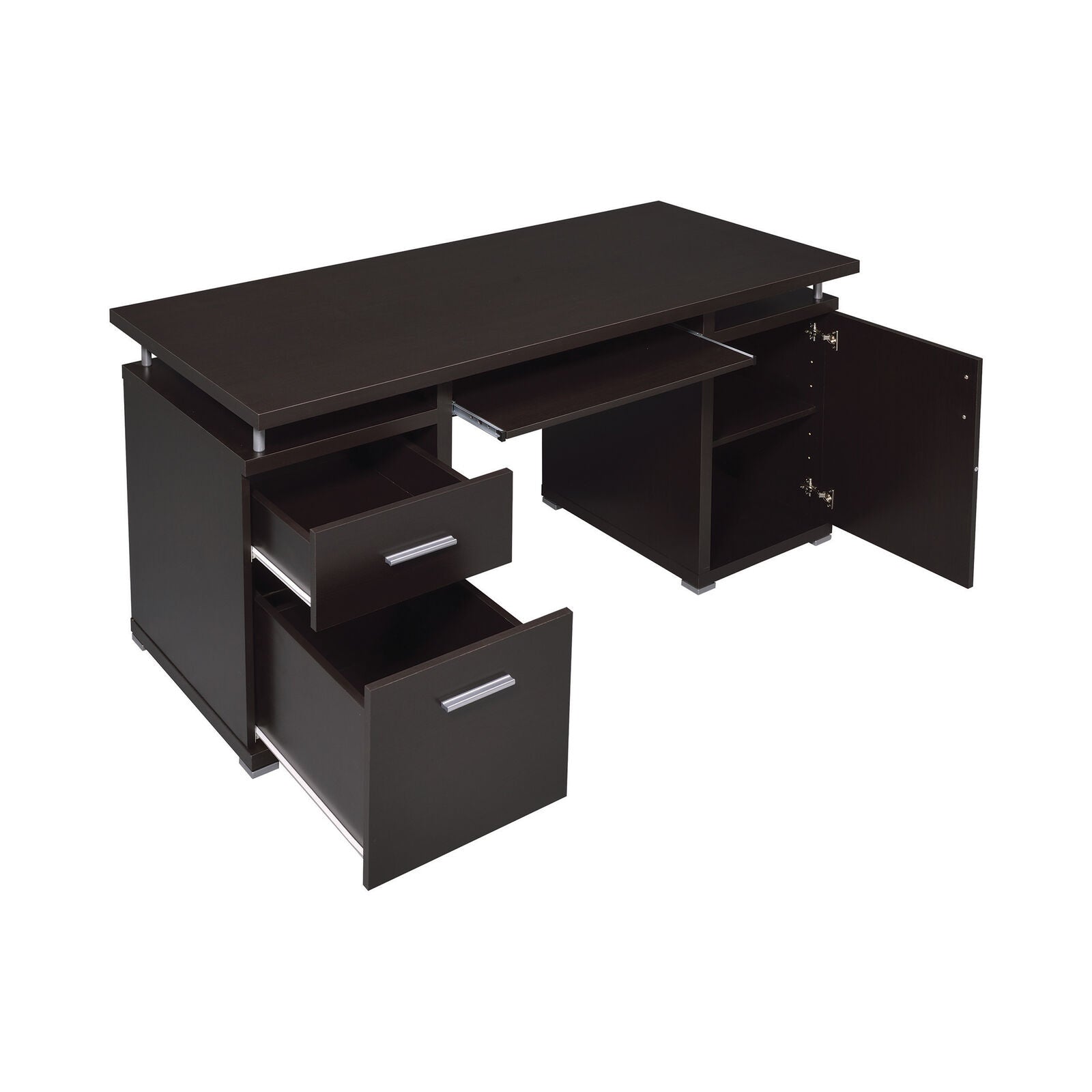 Coaster Tracy 2-Drawer Computer Desk With File Cabinet Cappuccino 800107