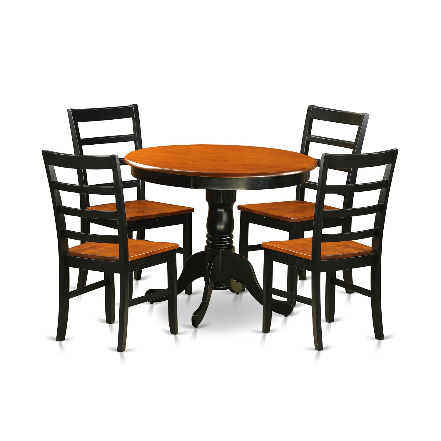 ANPF5-BLK-W Dining furniture set - 5 Pcs with 4 Wooden Chairs in Black