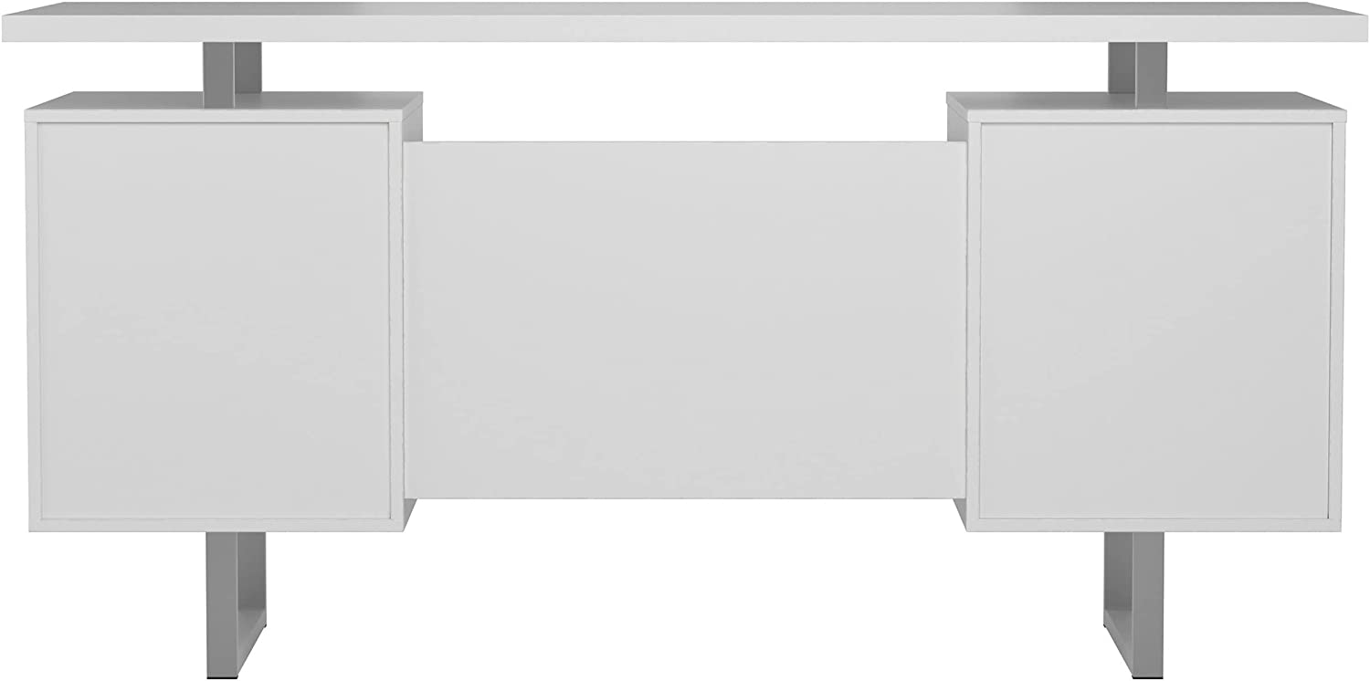 Lawtey Floating Top Office Desk White Gloss