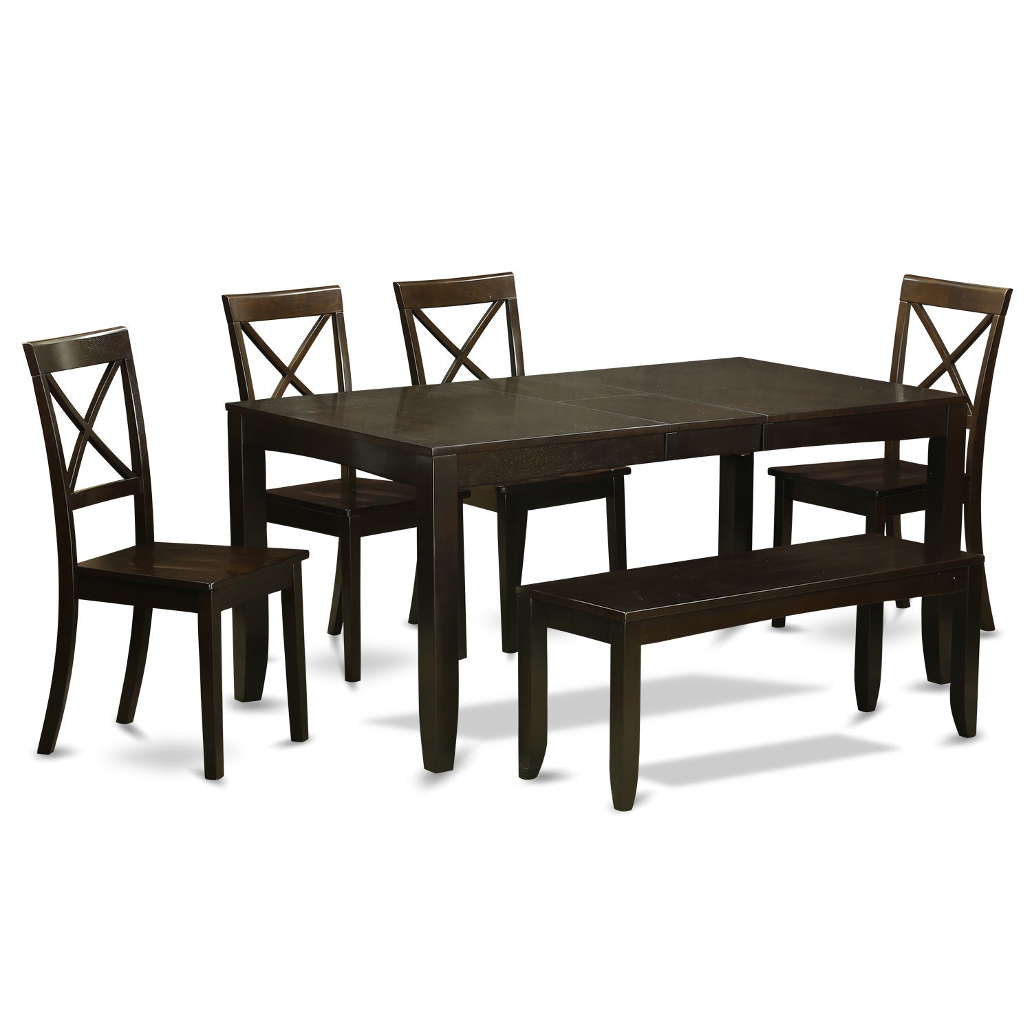LYBO6-CAP-W 6 Pc Dining Table with bench-Dining Table and 4 Kitchen Dining Chairs plus Bench