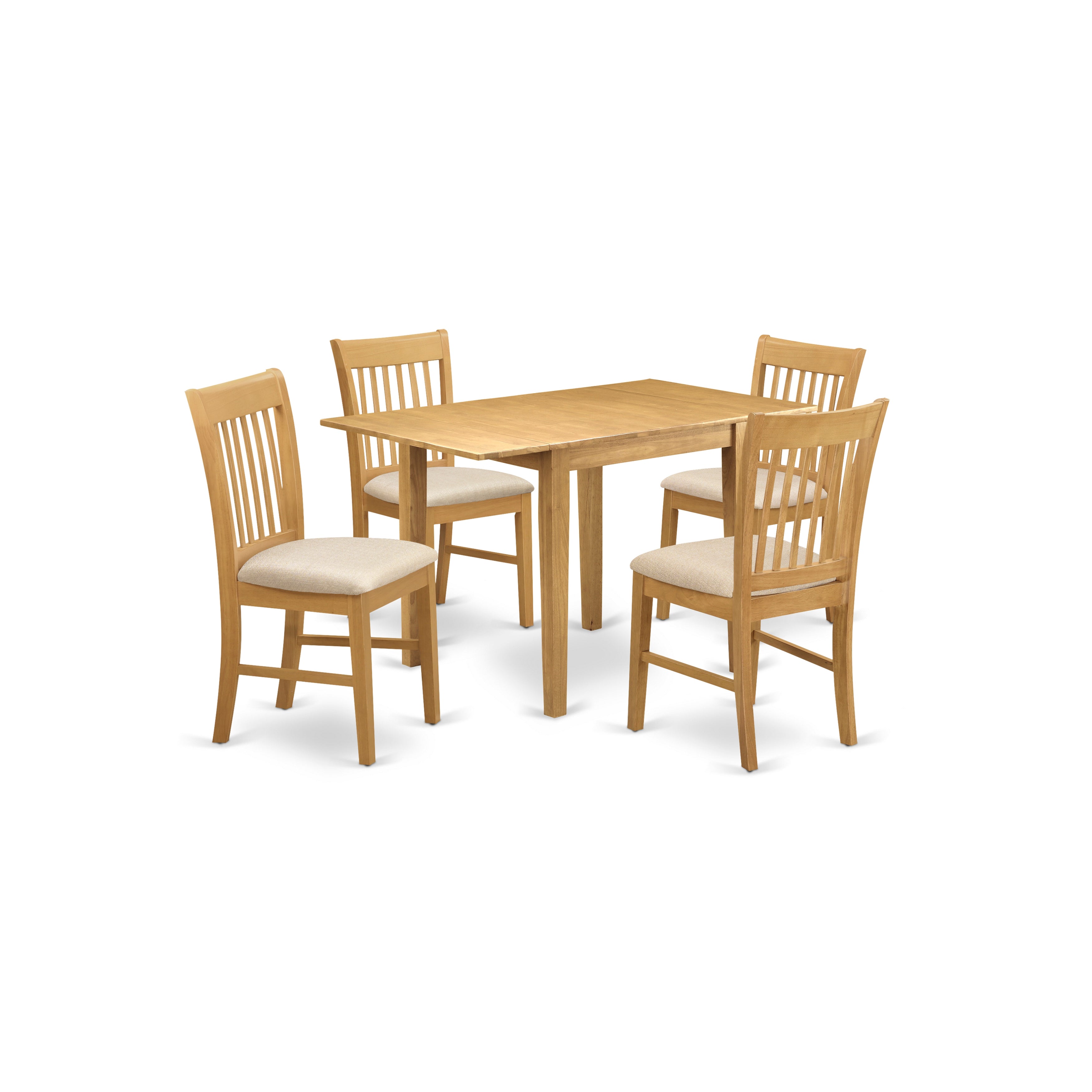 East West Furniture NDNO5-OAK-C 5Pc Dining Table Set Features a Small Table and 4 Dining Room Chair with Microfiber Upholstery Seat, Oak Finish