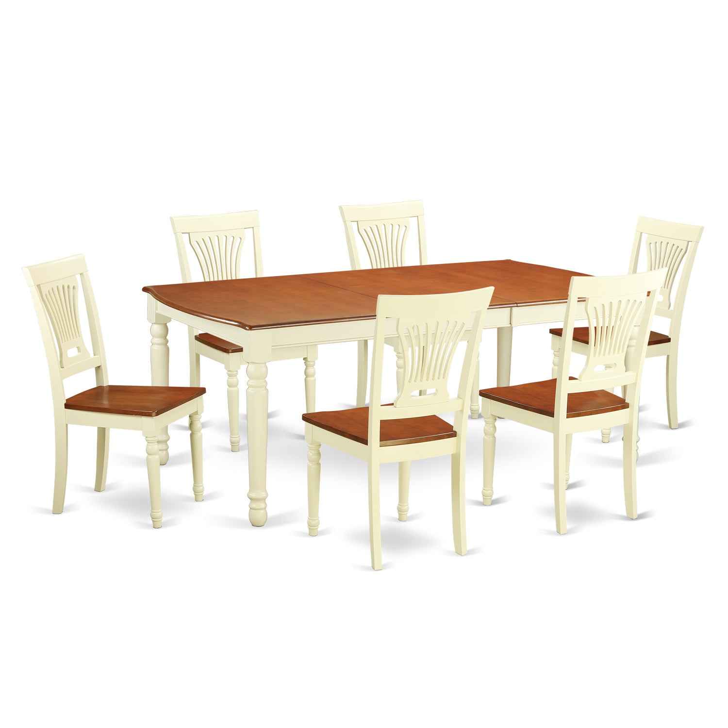 DOPL7-WHI-W 7 Pc Dining room set for 6-Table and 6 Dining Chairs