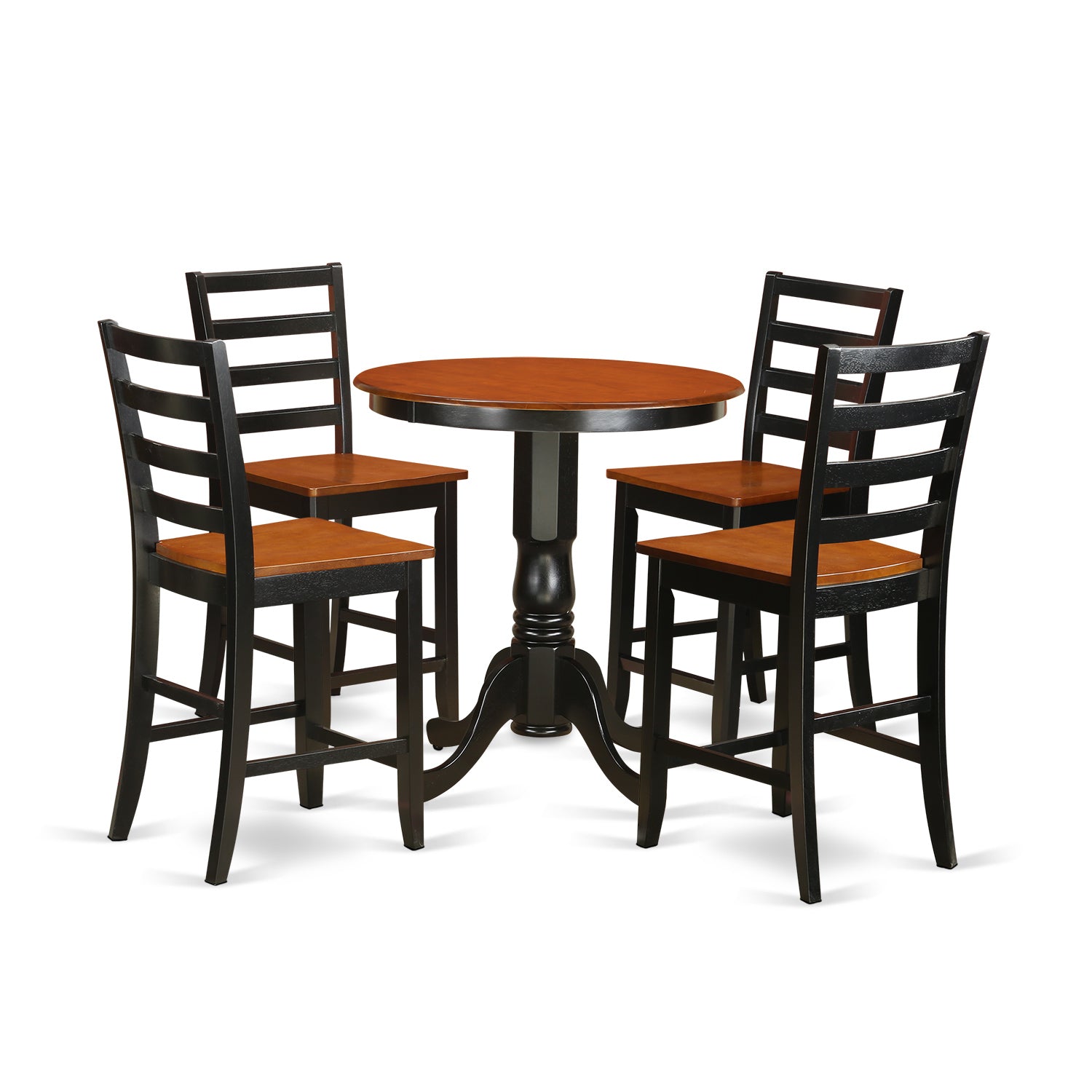 EDFA5-BLK-W 5 PC counter height Dining set-pub Table and 4 dinette Chairs.