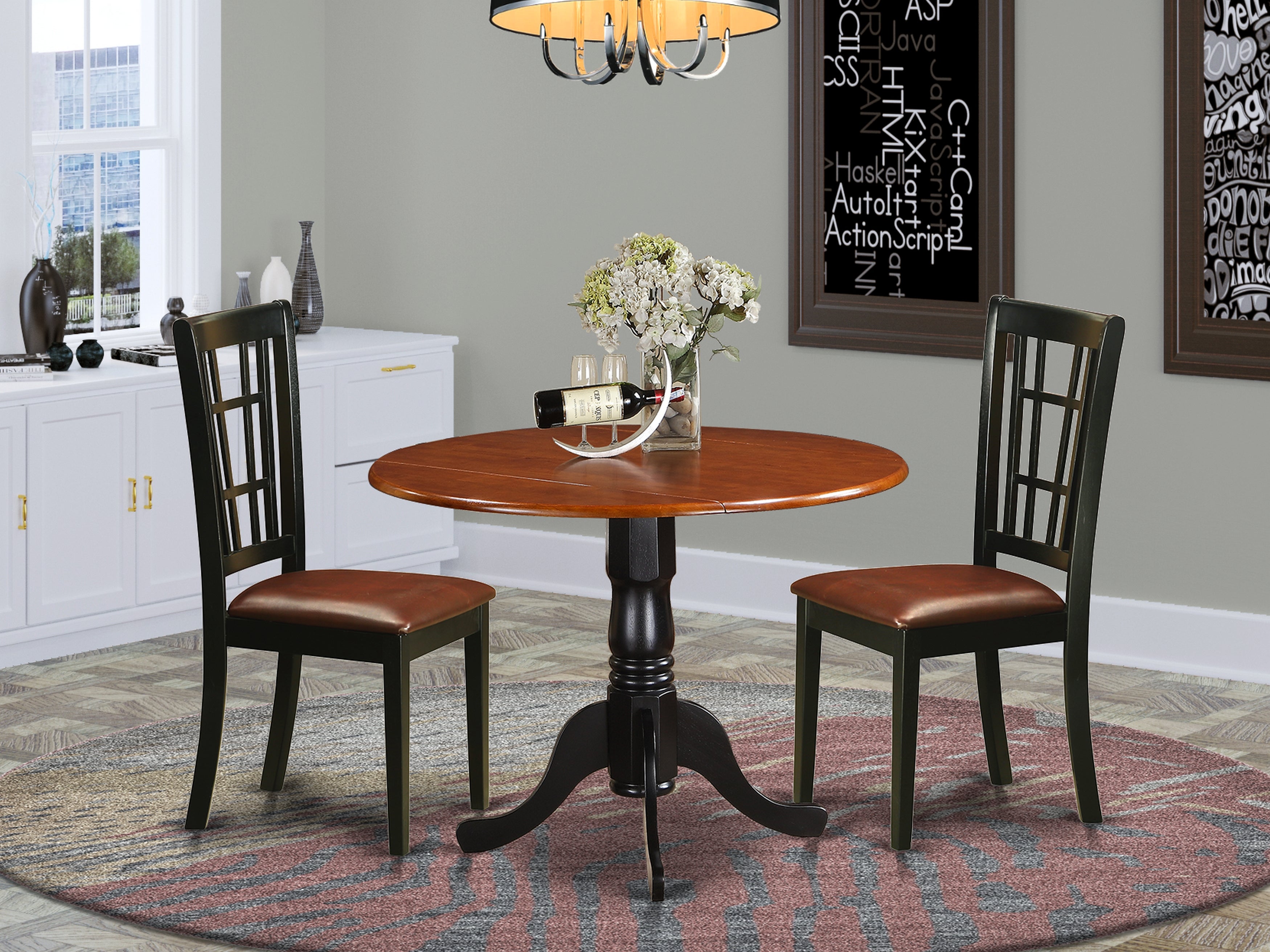 DLNI3-BCH-LC 3 PC Kitchen Table set-Dining Table and 2 Wood Kitchen Chairs