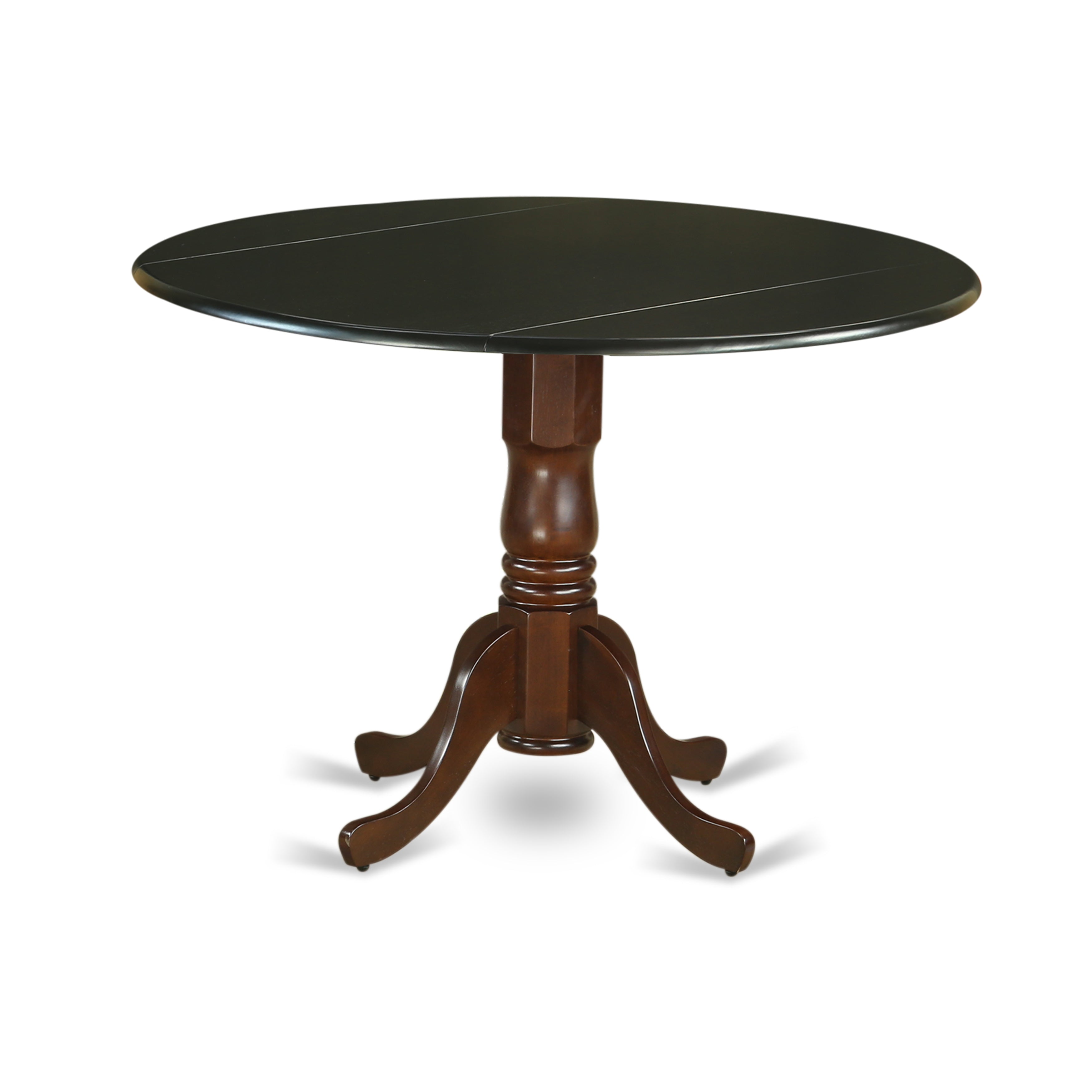 DLT-BMA-TP Dublin Round Table with two 9" Drop Leaves In Black and Mahogany Finish