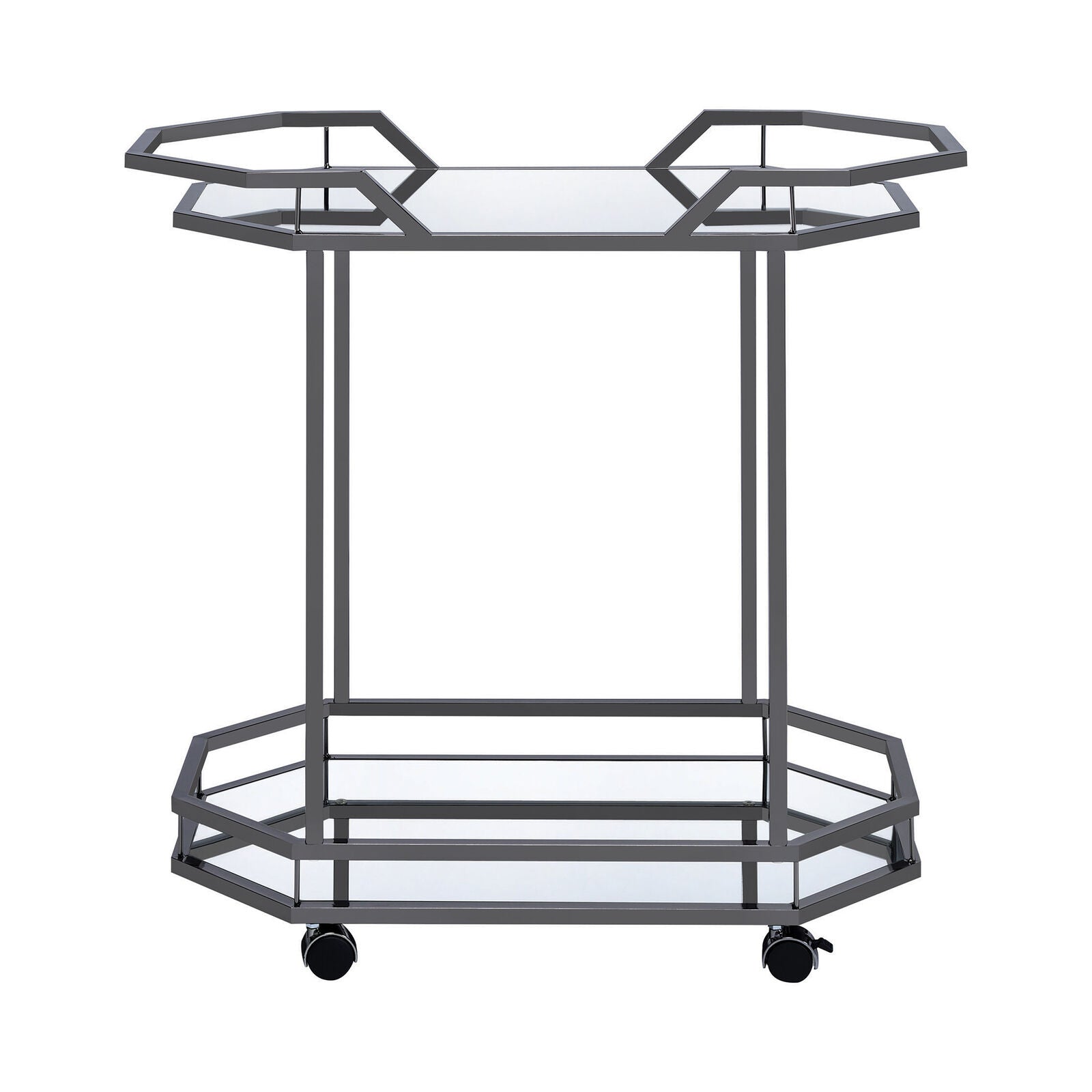 Coaster Modern Retro 2-Tier Mirrored Serving Cart Black Nickel