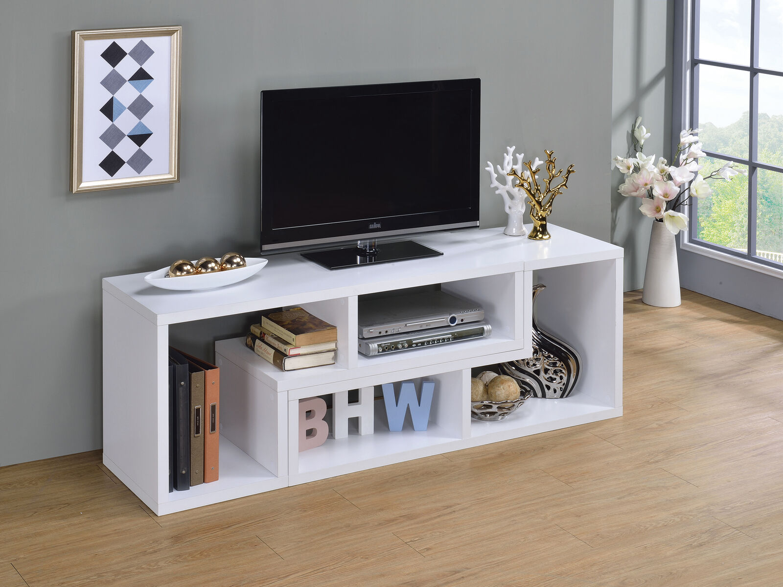 Coaster Modern Convertable Bookcase And TV Console White 800330