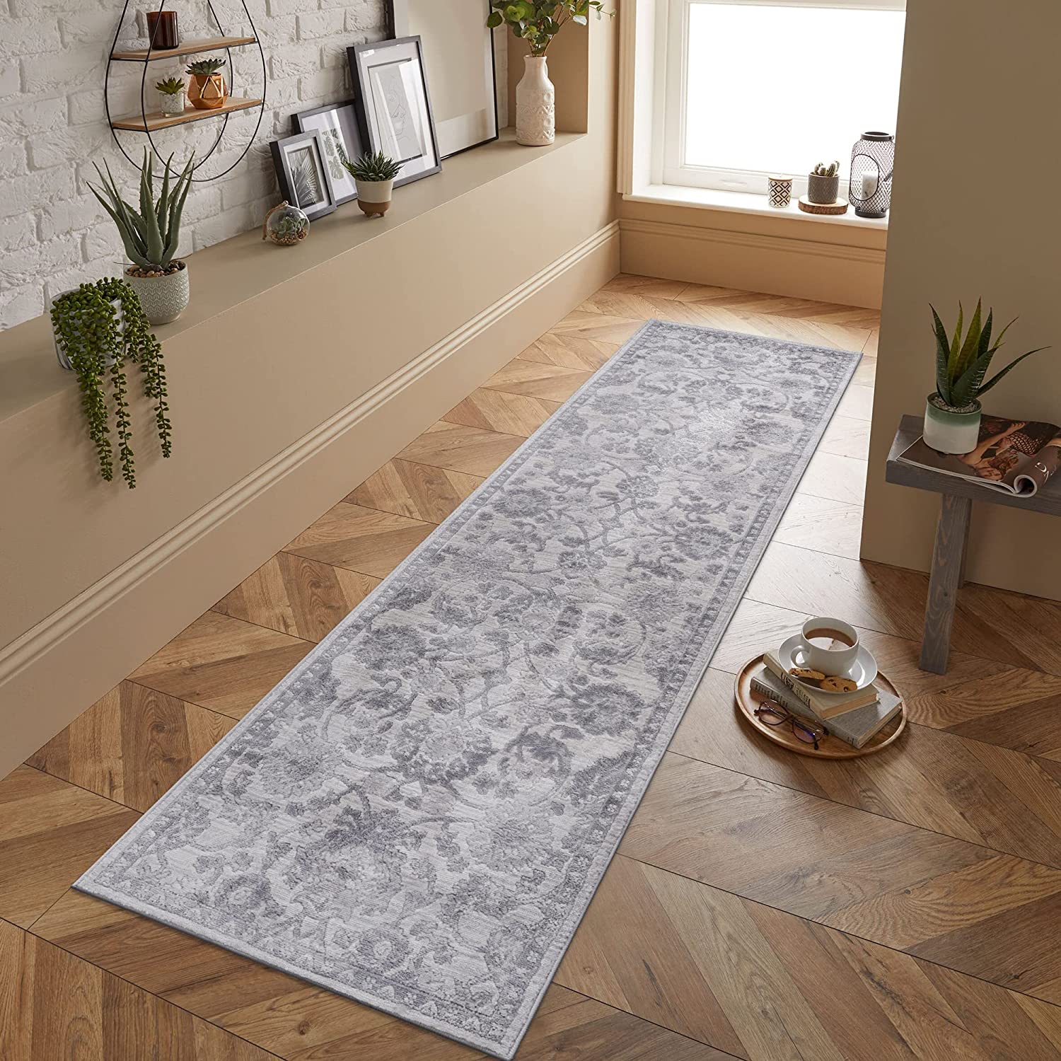 MARFI Contemporary Abstract Stain Resistant Area Rug Home Decor Grey/Silver